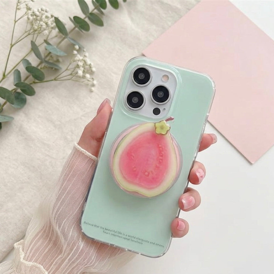 iPhone Mint Green Magsafe Case with Pink Guava Grip