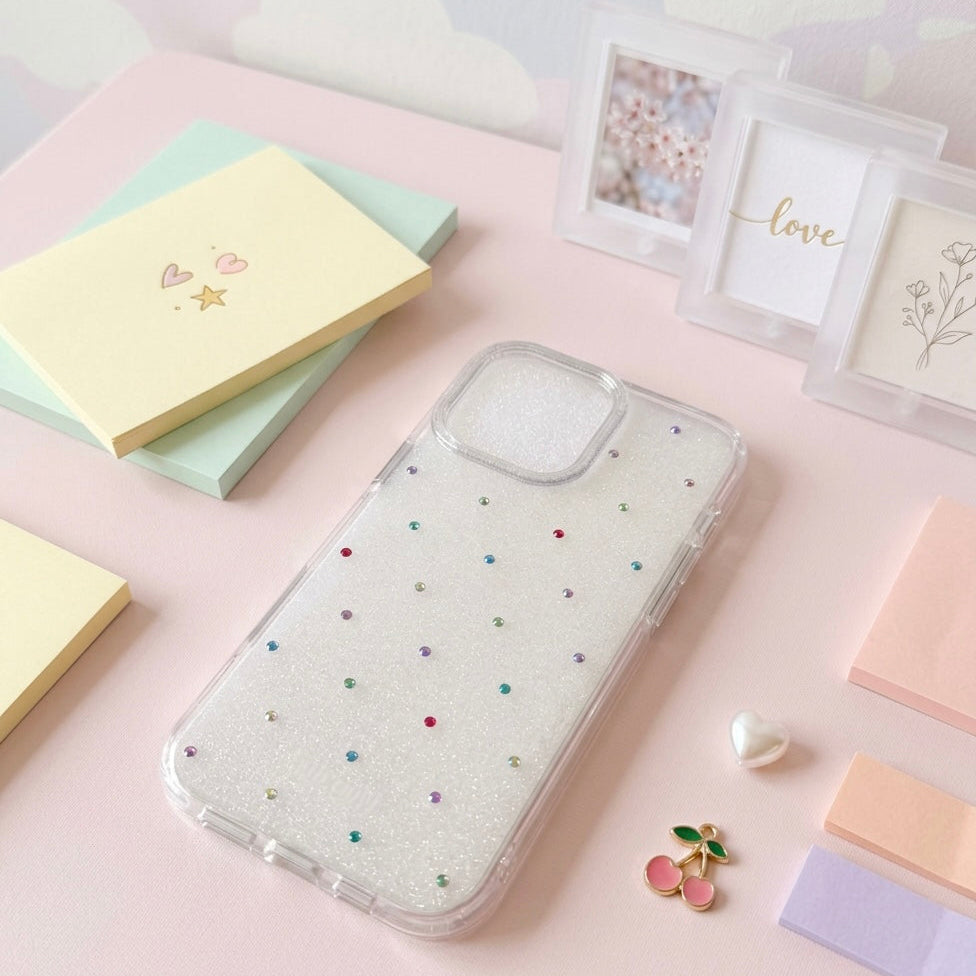 iPhone Colorful Stone Dot Clear Case