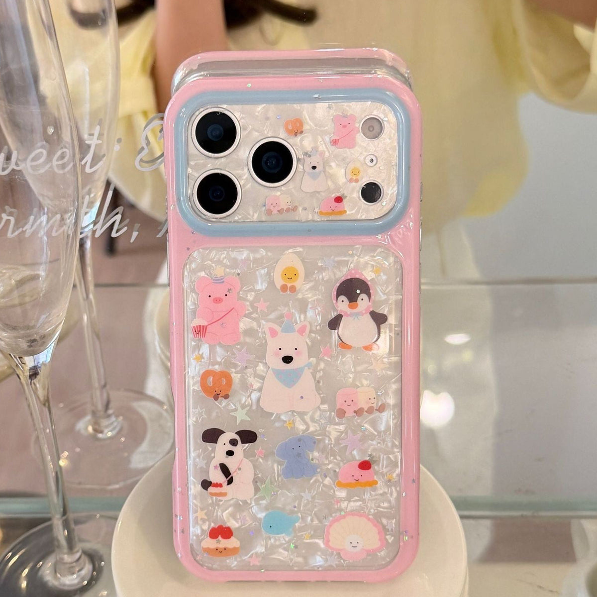 iPhone Pearl Shine Cute Animals Case