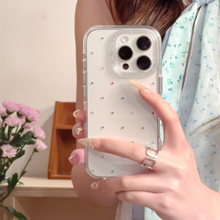 iPhone Colorful Stone Dot Clear Case