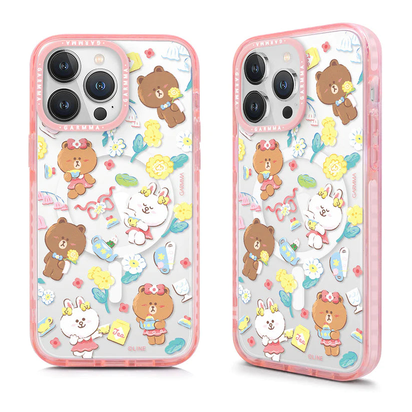 iPhone 15 Series GARMMA Line Friends Floral Brown&Cony MagSafe Case