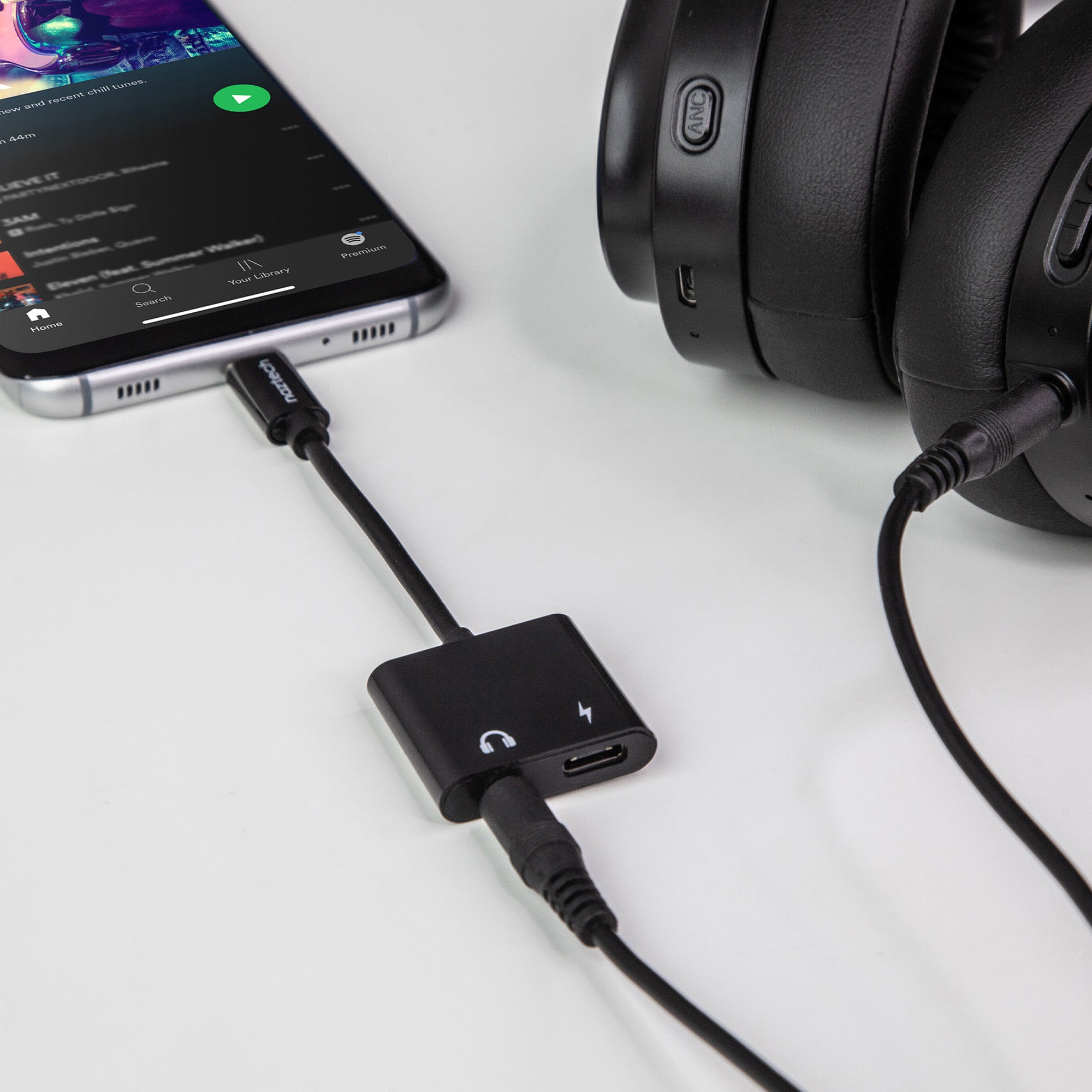 Naztech Black USB-C & 3.5mm Audio + Charge Adapter - 15-08488