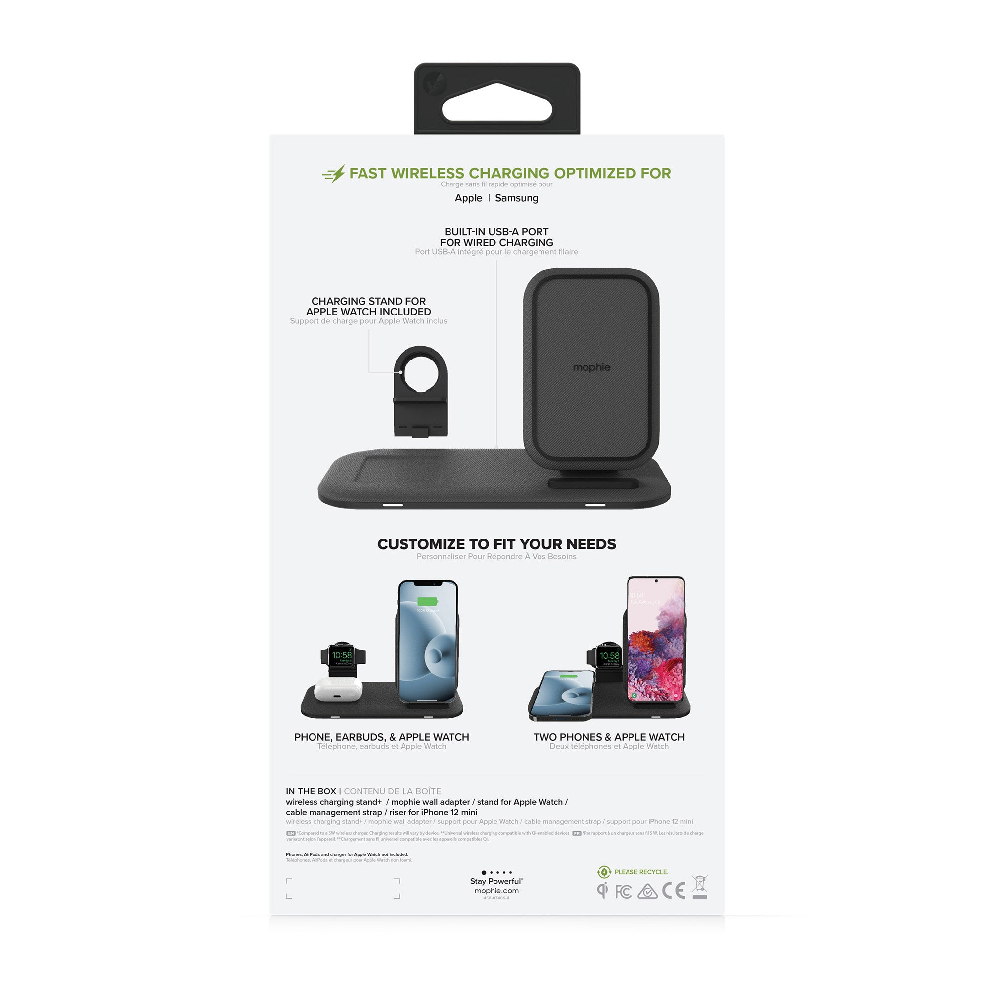 Mophie universal black wireless charge pad w/stand - 15-08492