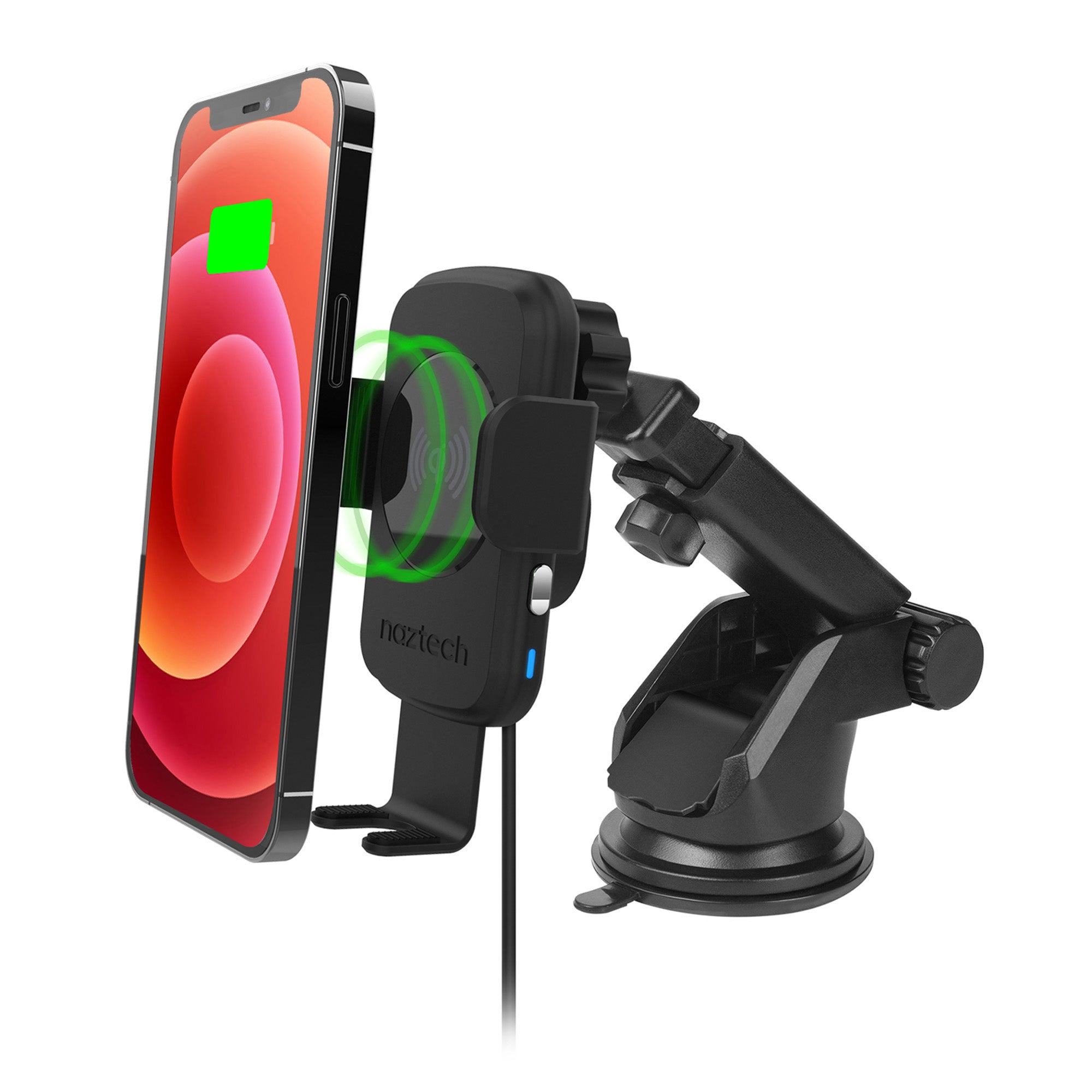 Naztech 15W Black Smart Grip Wireless Charging Car Mount w/ Vent Mount & Suction Mount - 15-09075