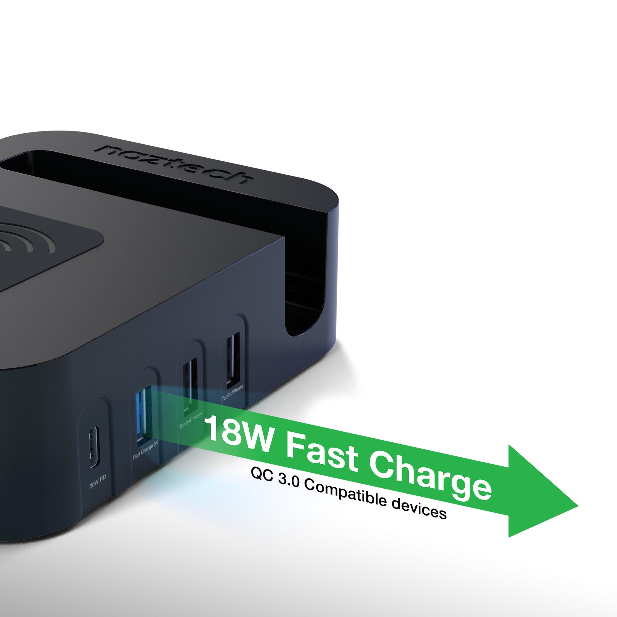 Naztech 65W Ultimate Charging Station Pro USB-C Wall Charger w/ Qi + 4000 mAh Portable Power Ban - 15-10066