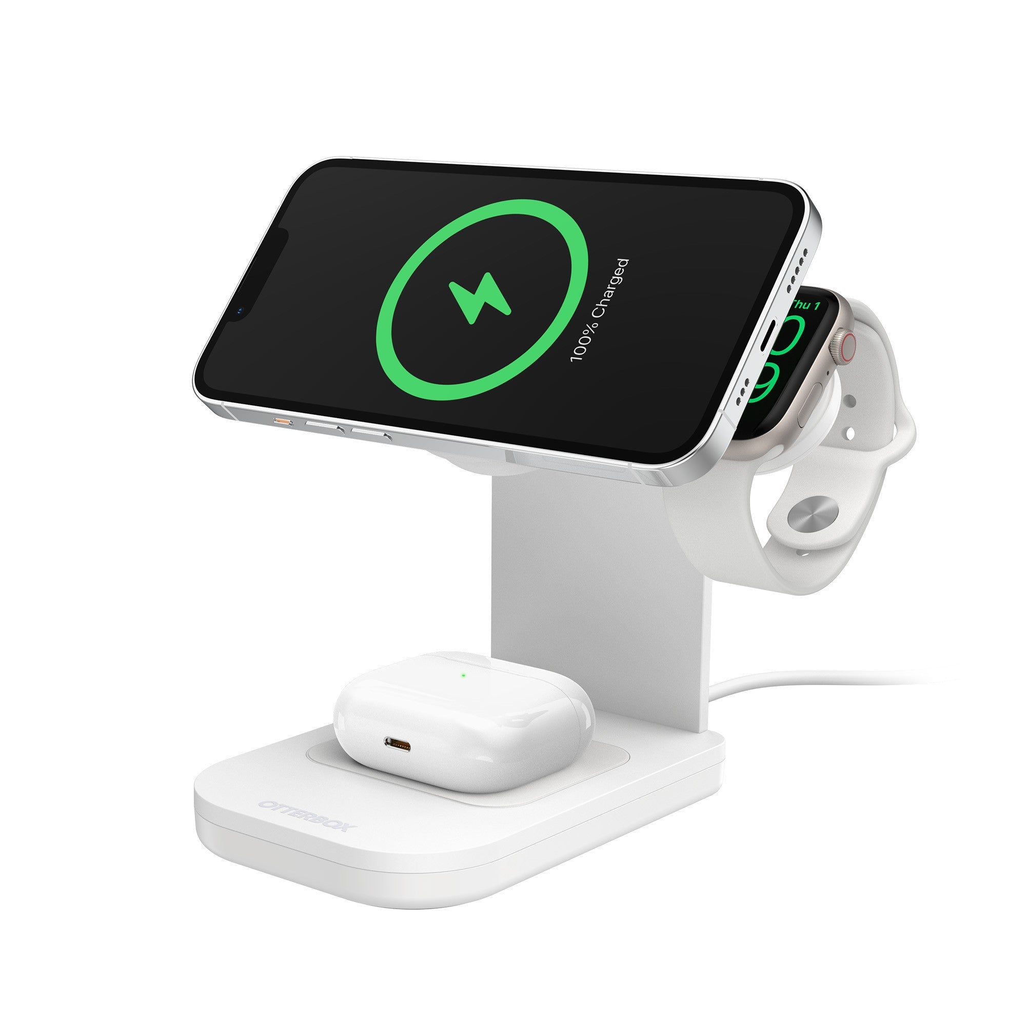 Otterbox 3-in-1 Charging Station Made for MagSafe w/ Apple Watch Charger + Airpods - White - 15-10678