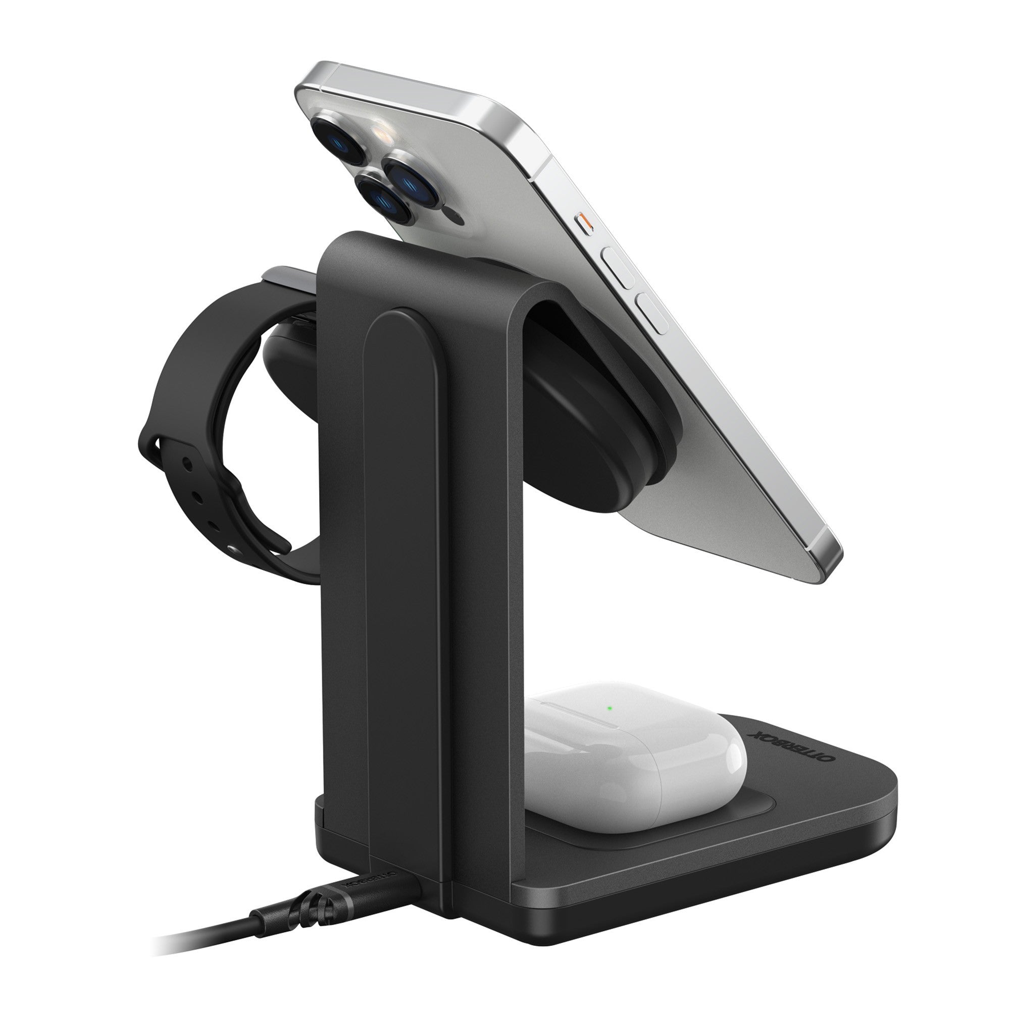 Otterbox 3-in-1 Charging Station Made for MagSafe w/ Apple Watch Charger + Airpods - Black - 15-10679