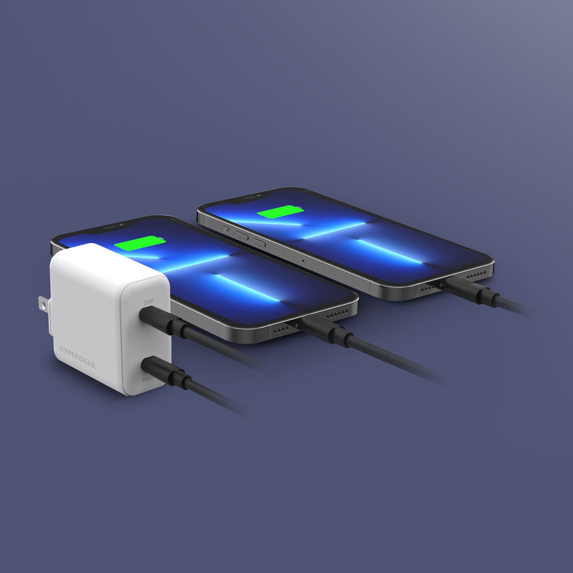 Hypergear 40W Dual Port 20W USB-C PD Wall USB-C PD/PPS Wall Charger Hub - White - 15-10750