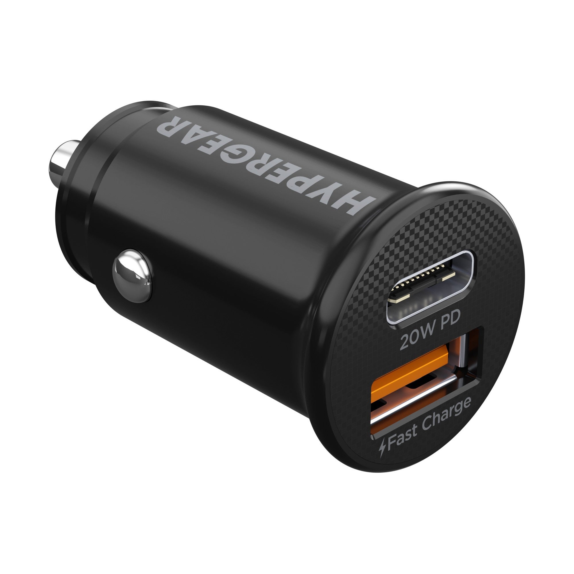 HyperGear mini 20W USB-C PD + 18W USB Fast Car Charger - Black - 15-11149