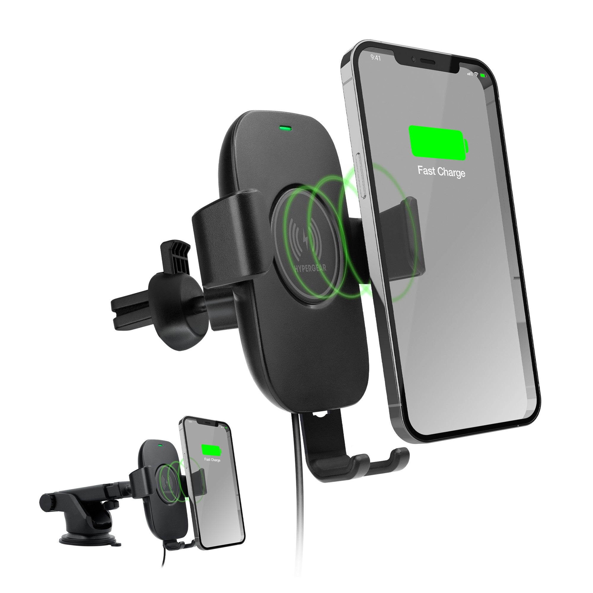 HyperGear Gravity 15W Wireless Fast Charge Mount - Black - 15-11151