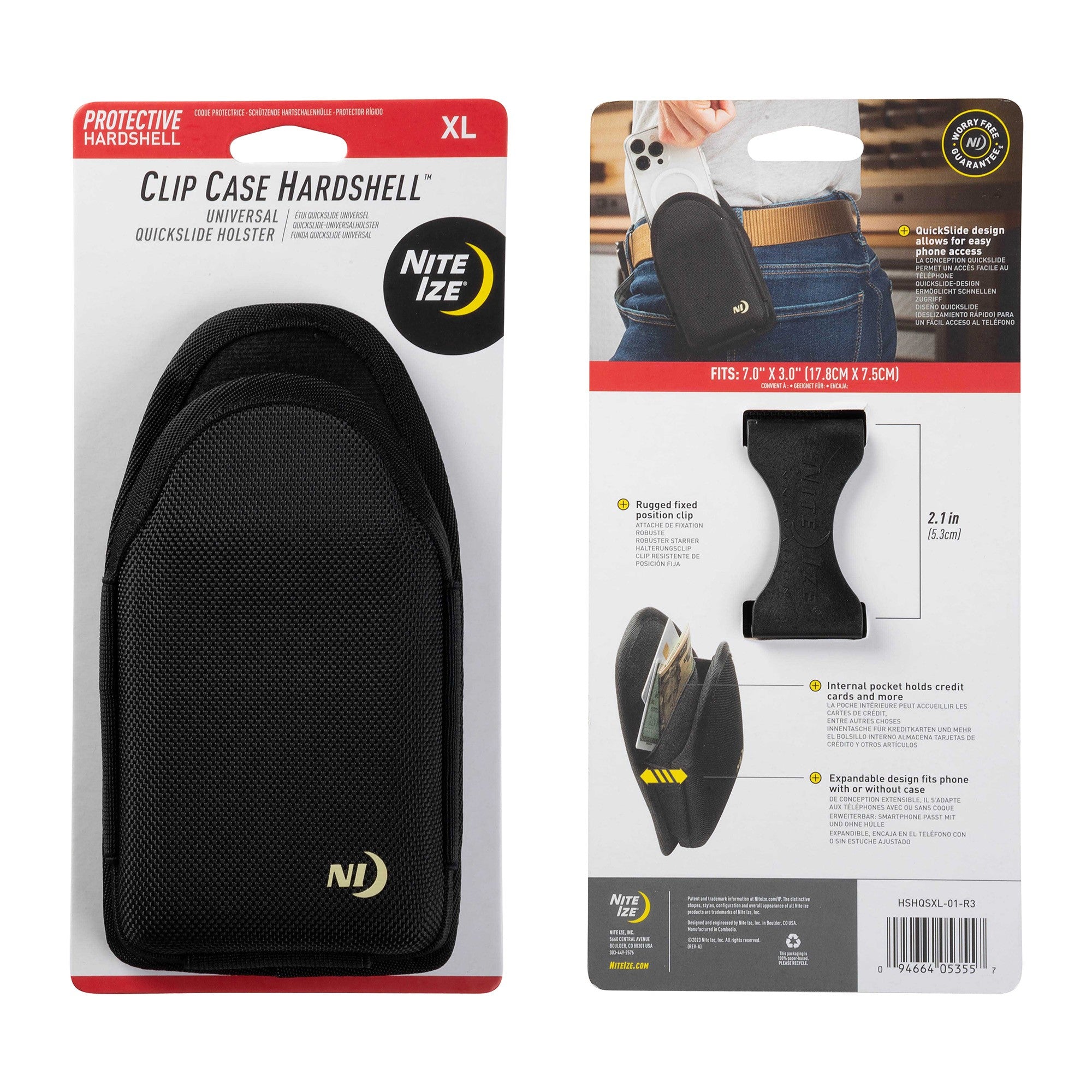 Universal Nite Ize Clip Case Hardshell QuickSlide Holster - XL - Black - 15-11172