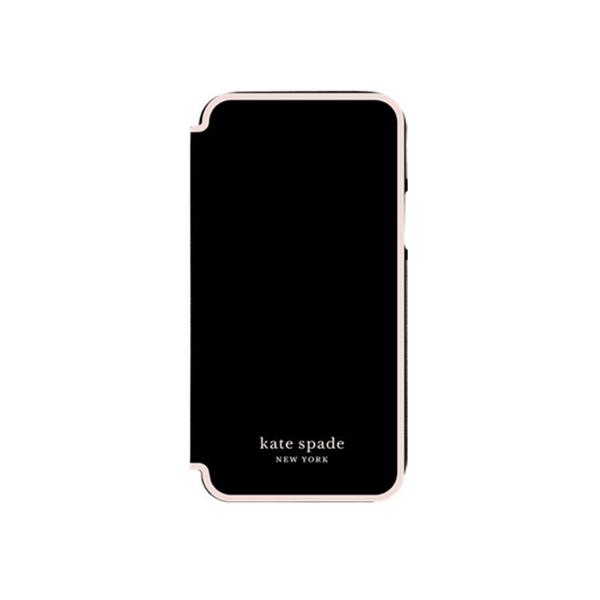 kate spade NY Folio for iPhone 13 - Black/Pale Vellum Border