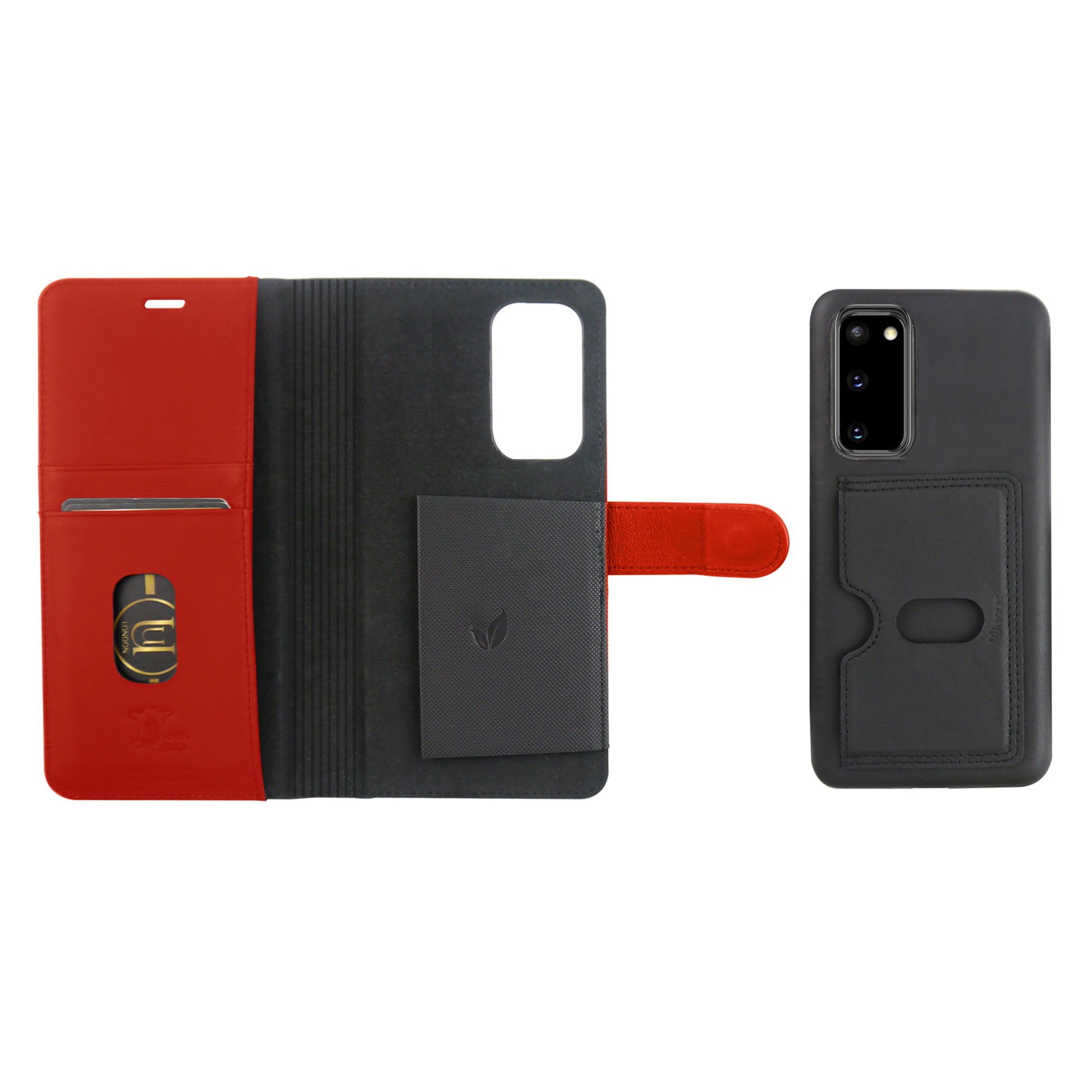 Samsung Galaxy S20 5G Uunique Black/Red Nutrisiti 2-in-1 Eco Leather Folio + Detachable Case - 15-06653