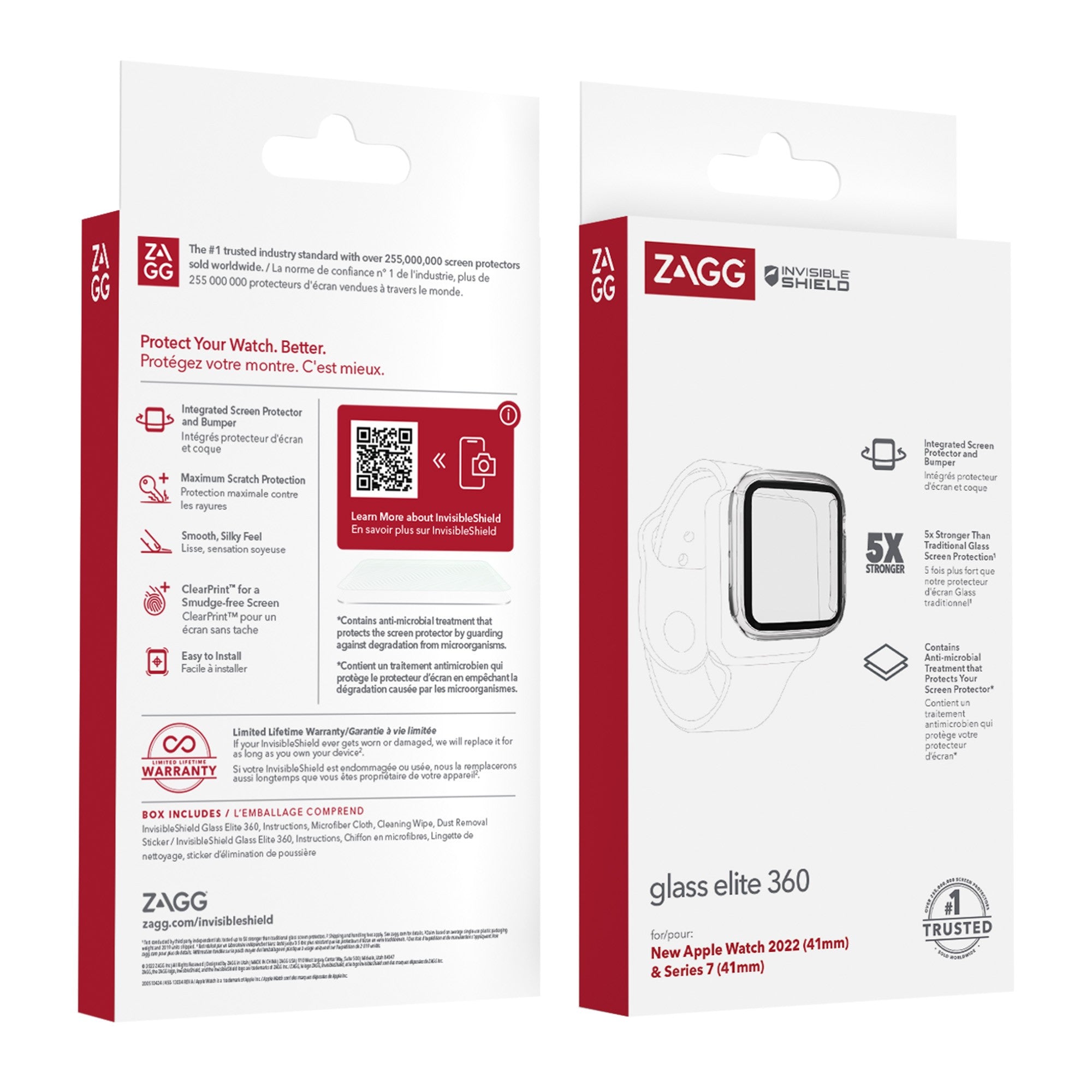 Apple Watch 41mm ZAGG InvisibleShield Glass Elite 360 Screen Protector - 15-10534