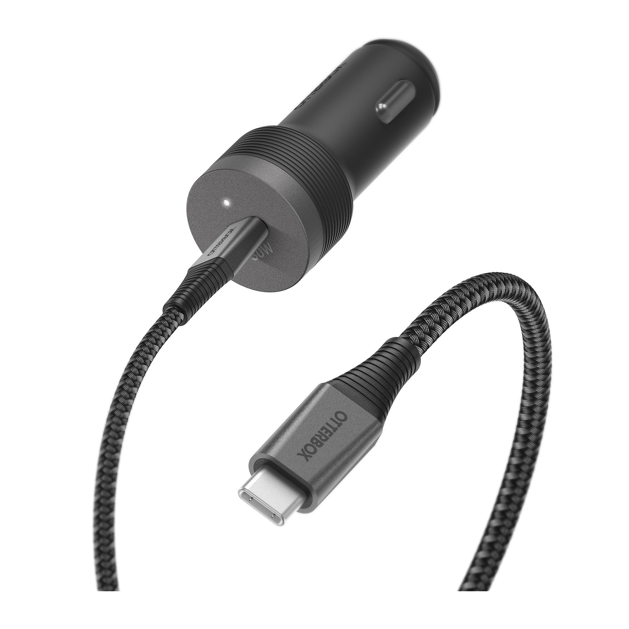 Otterbox 30W USB-C PD Premium Pro CLA Car Charger w/ (200cm) USB-C to USB-C  Braided Cable - Black - 15-10579