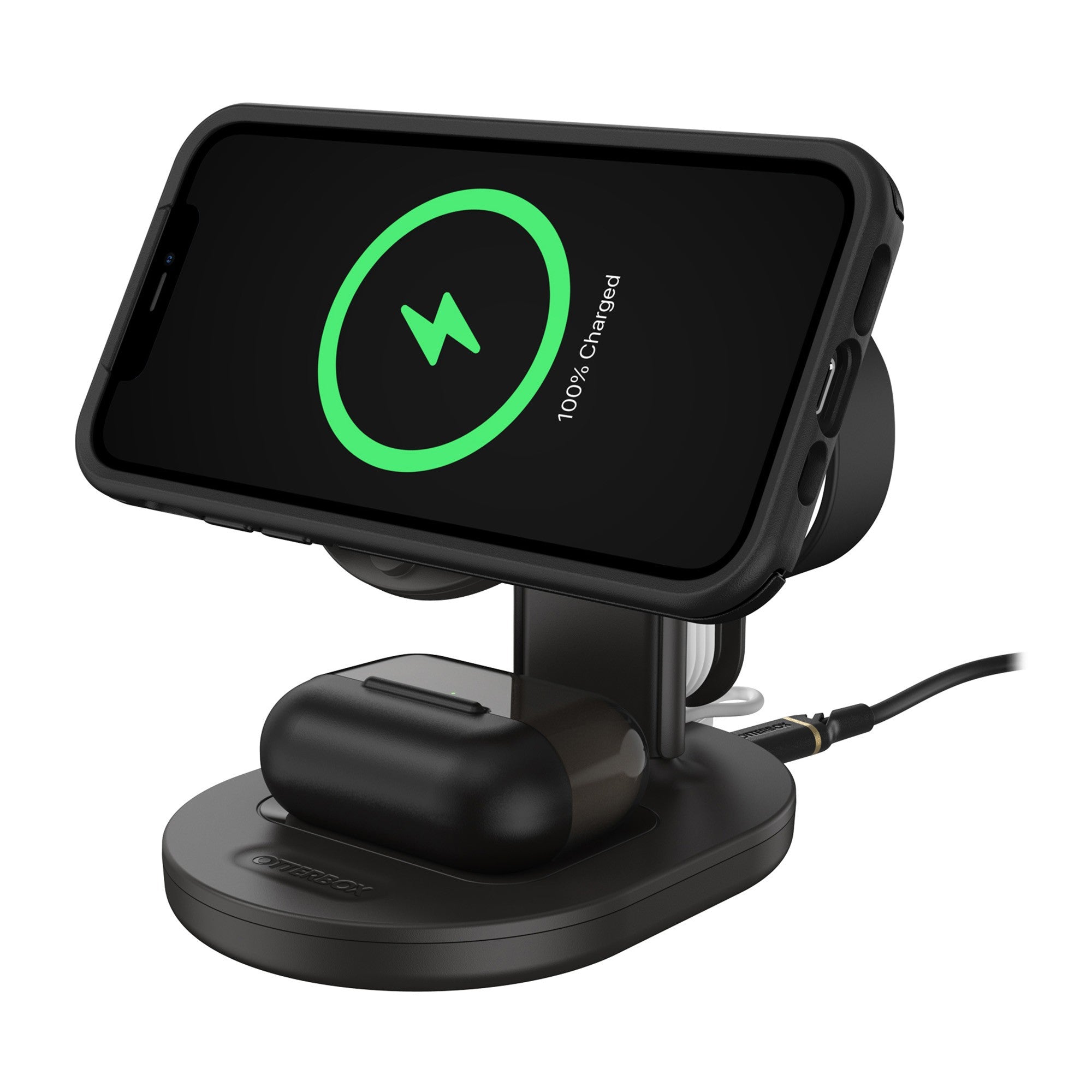 Otterbox 15W 3-in-1 Wireless Charging Station for MagSafe V2 - Black (Radiant Night) - 15-11004