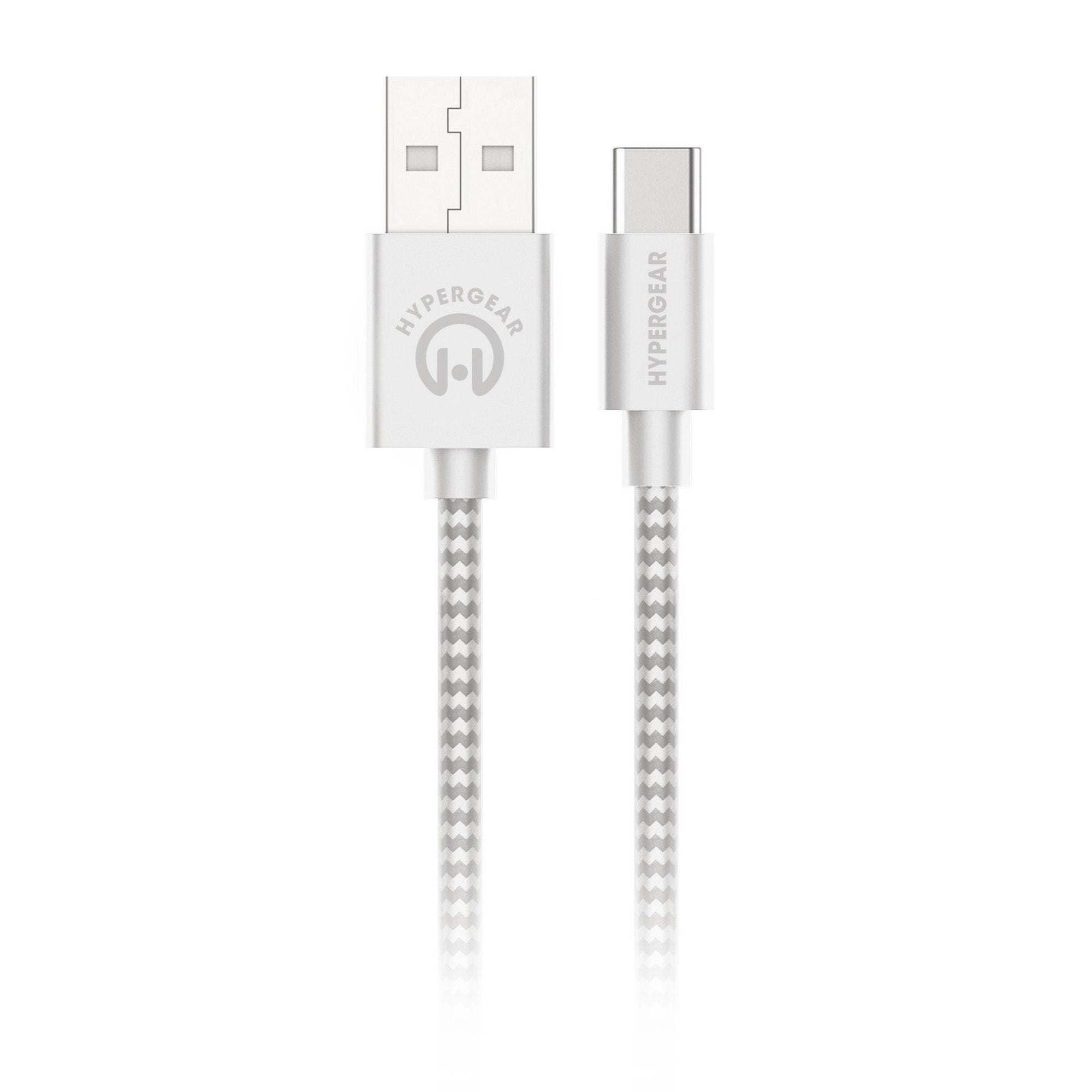 HyperGear 4 ft. (120cm) USB-A to USB-C Braided Charge and Sync Cable - White - 15-11215