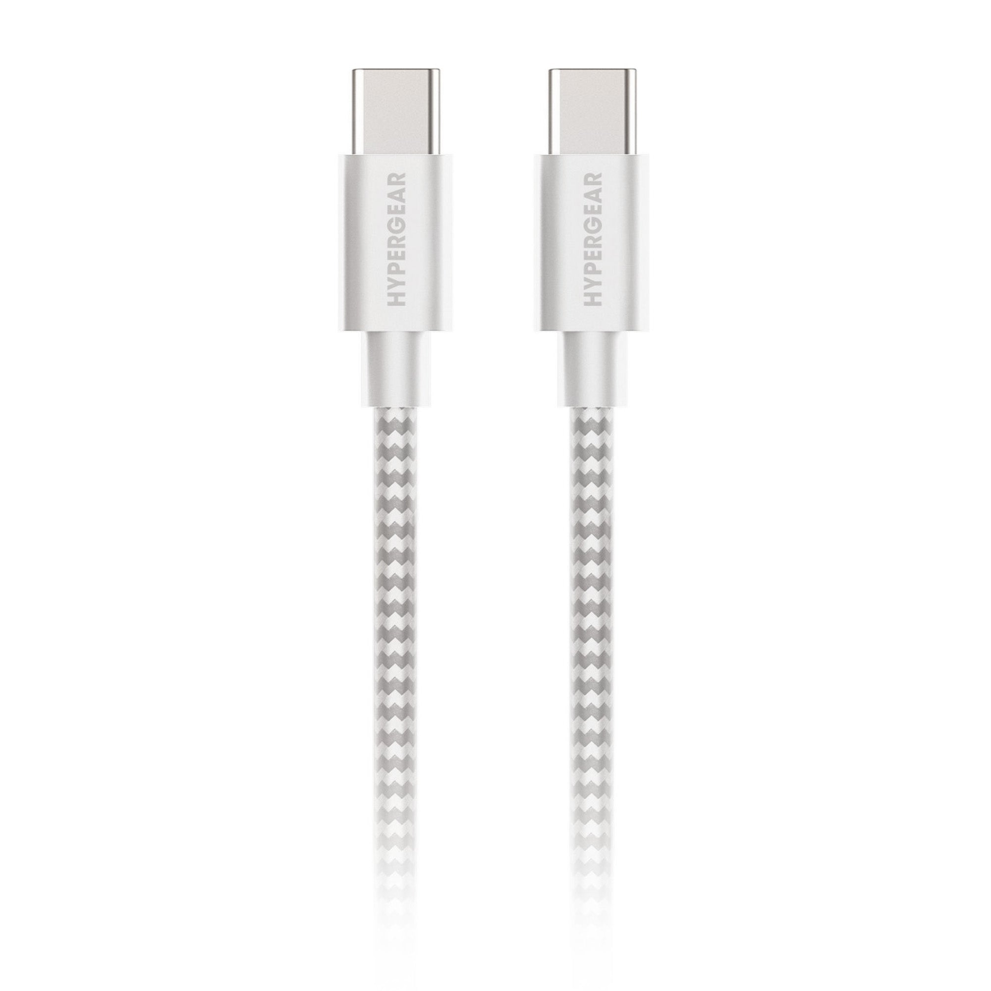 HyperGear 4 ft. (120cm) USB-C to USB-C Braided Charge and Sync Cable - White - 15-11217