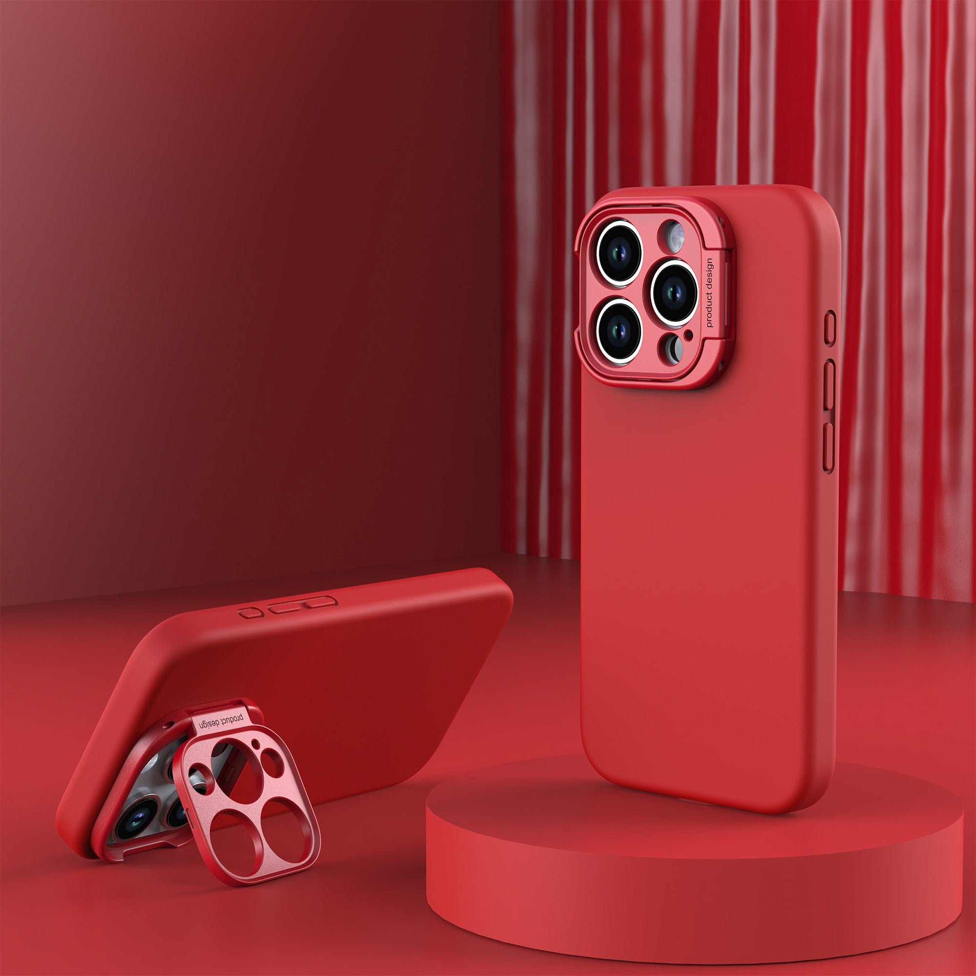 iPhone 15 Pro Uunique Liquid Silicone MagSafe Stand Case - Red - 15-11352