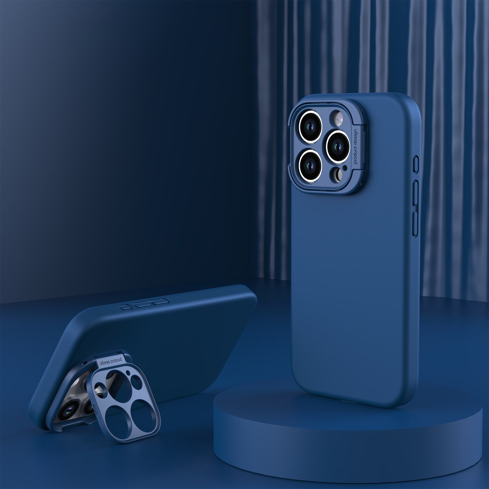 iPhone 15 Pro Uunique Liquid Silicone MagSafe Stand Case - Navy Blue - 15-11355