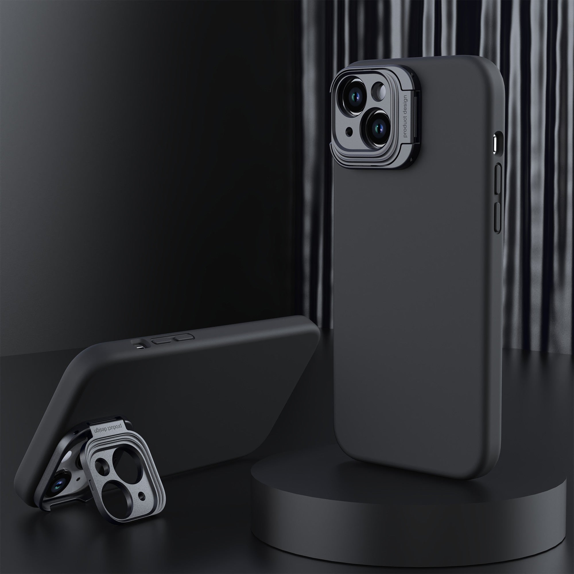 iPhone 15 Plus/14 Plus Uunique Liquid Silicone MagSafe Stand Case - Black - 15-11357