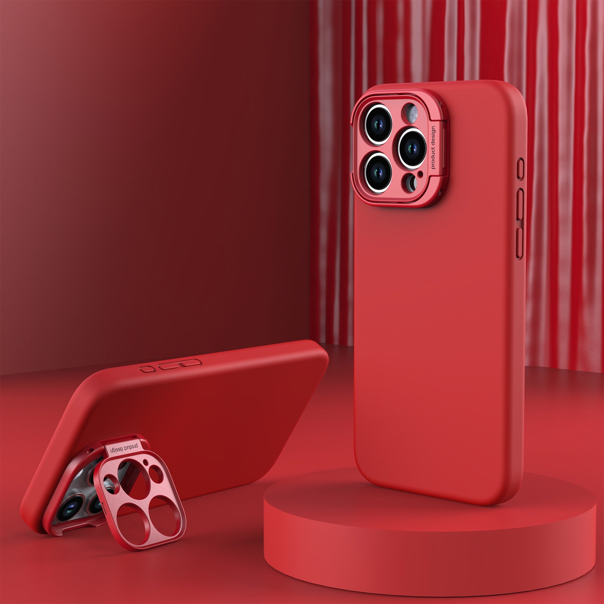 iPhone 15 Pro Max Uunique Liquid Silicone MagSafe Stand Case - Red - 15-11360
