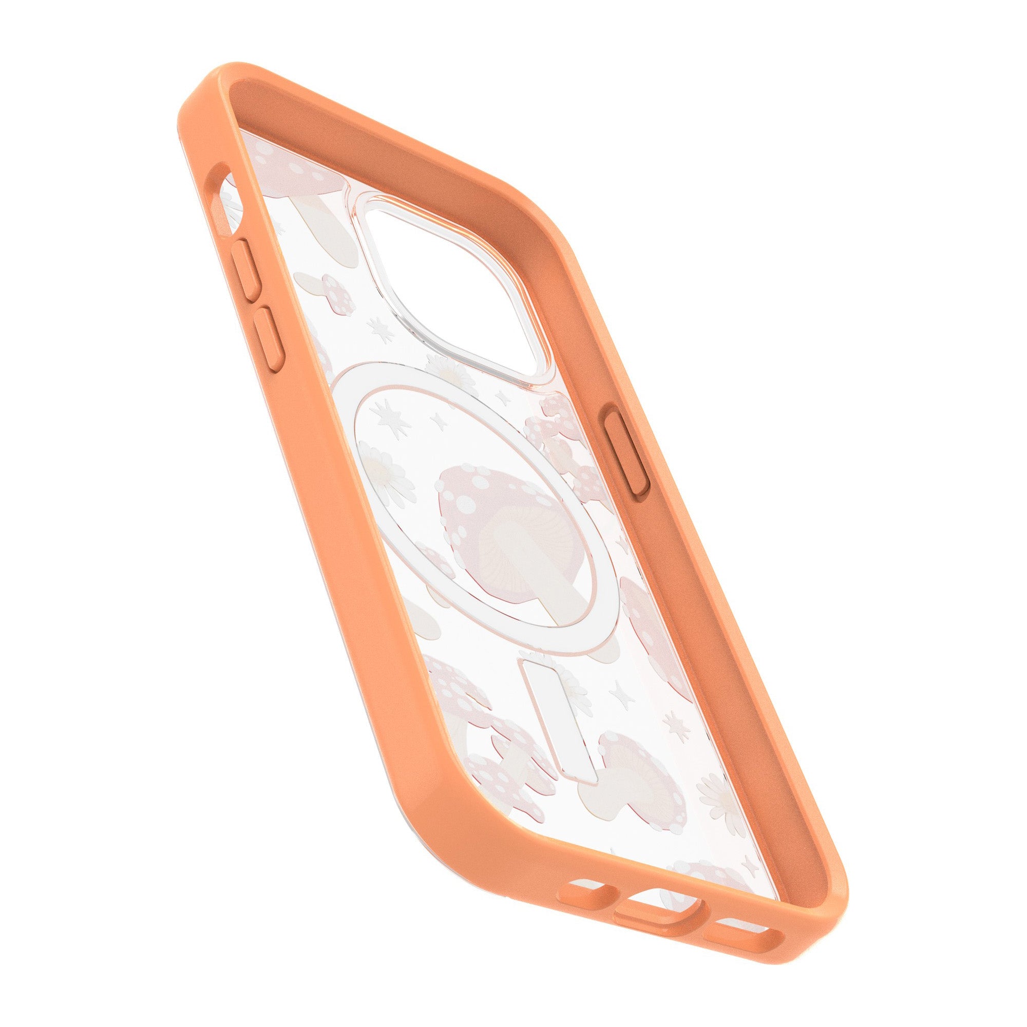 iPhone 16e/15/14/13 Otterbox Symmetry w/ MagSafe Clear Series Case - Orange - Fungi - 15-11418