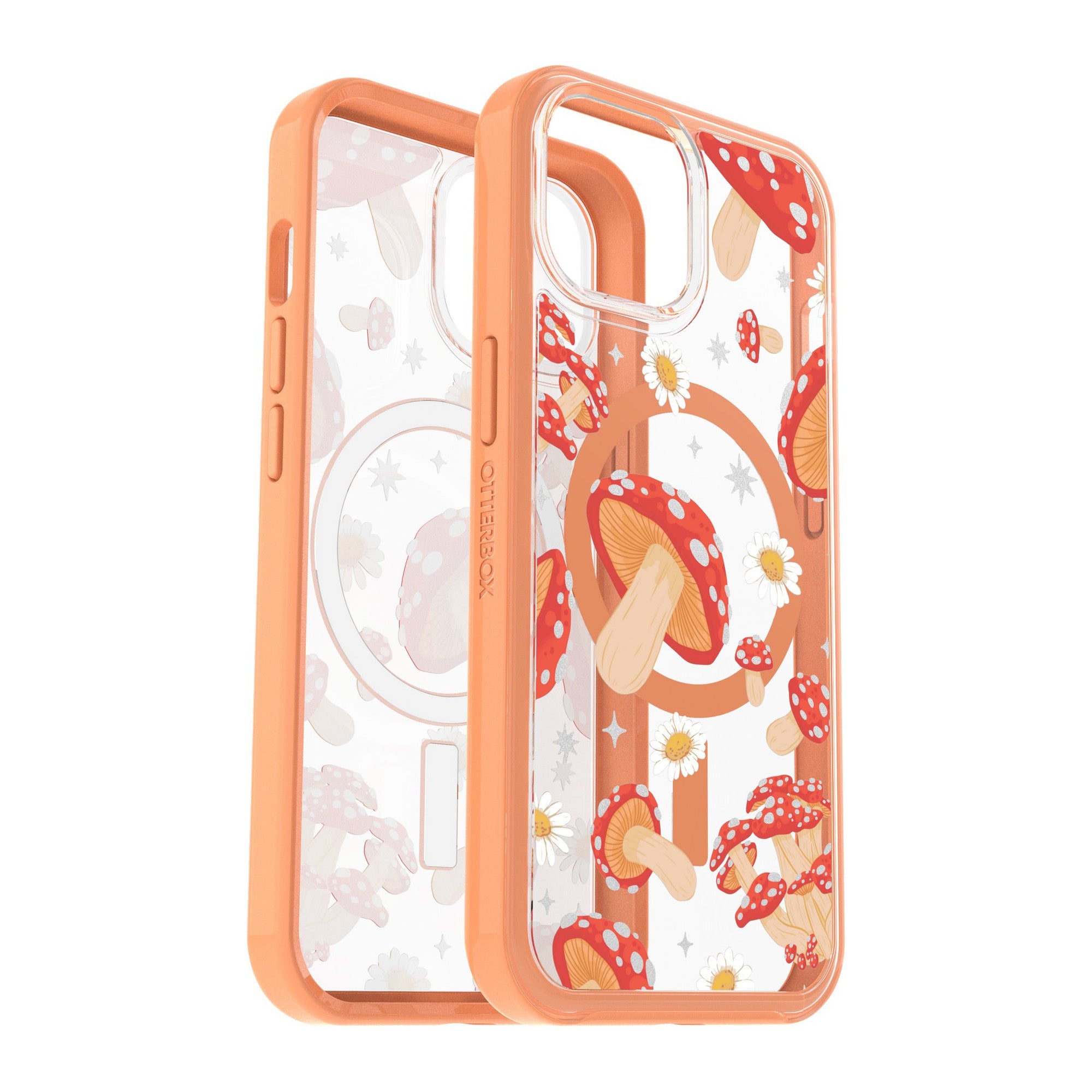 iPhone 16e/15/14/13 Otterbox Symmetry w/ MagSafe Clear Series Case - Orange - Fungi - 15-11418