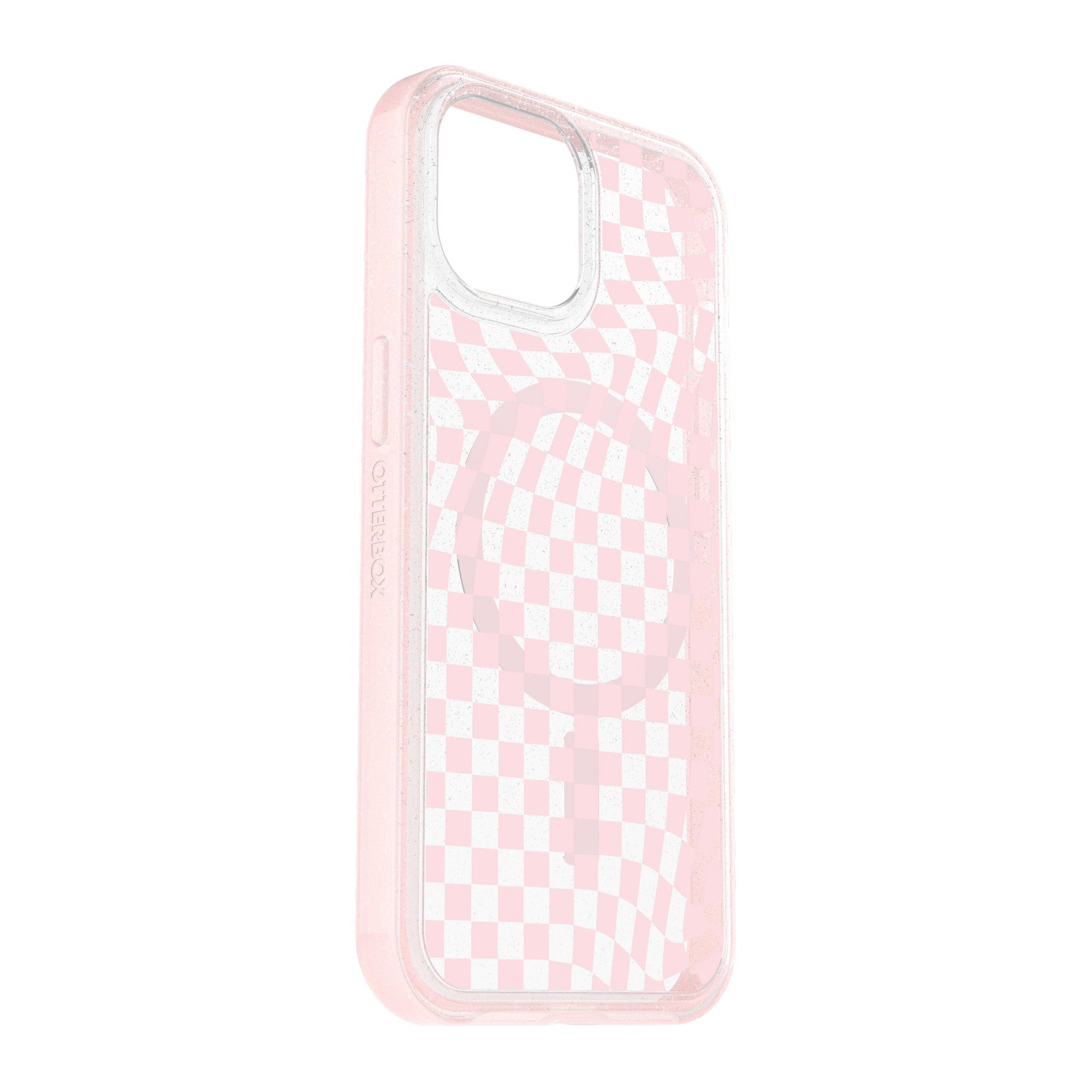 iPhone 16e/15/14/13 Otterbox Symmetry w/ MagSafe Clear Series Case - Pink - Checkmate - 15-11419