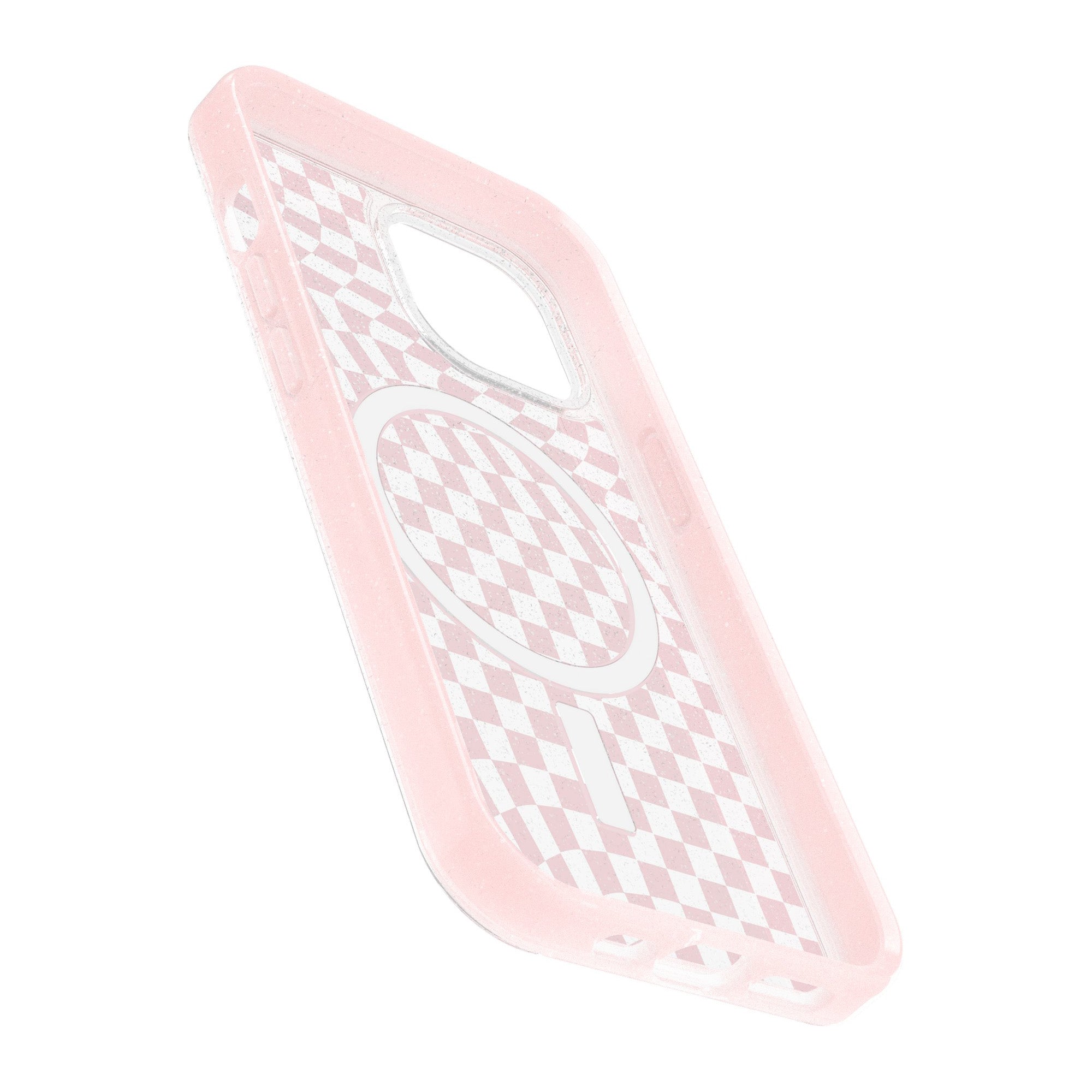 iPhone 16e/15/14/13 Otterbox Symmetry w/ MagSafe Clear Series Case - Pink - Checkmate - 15-11419