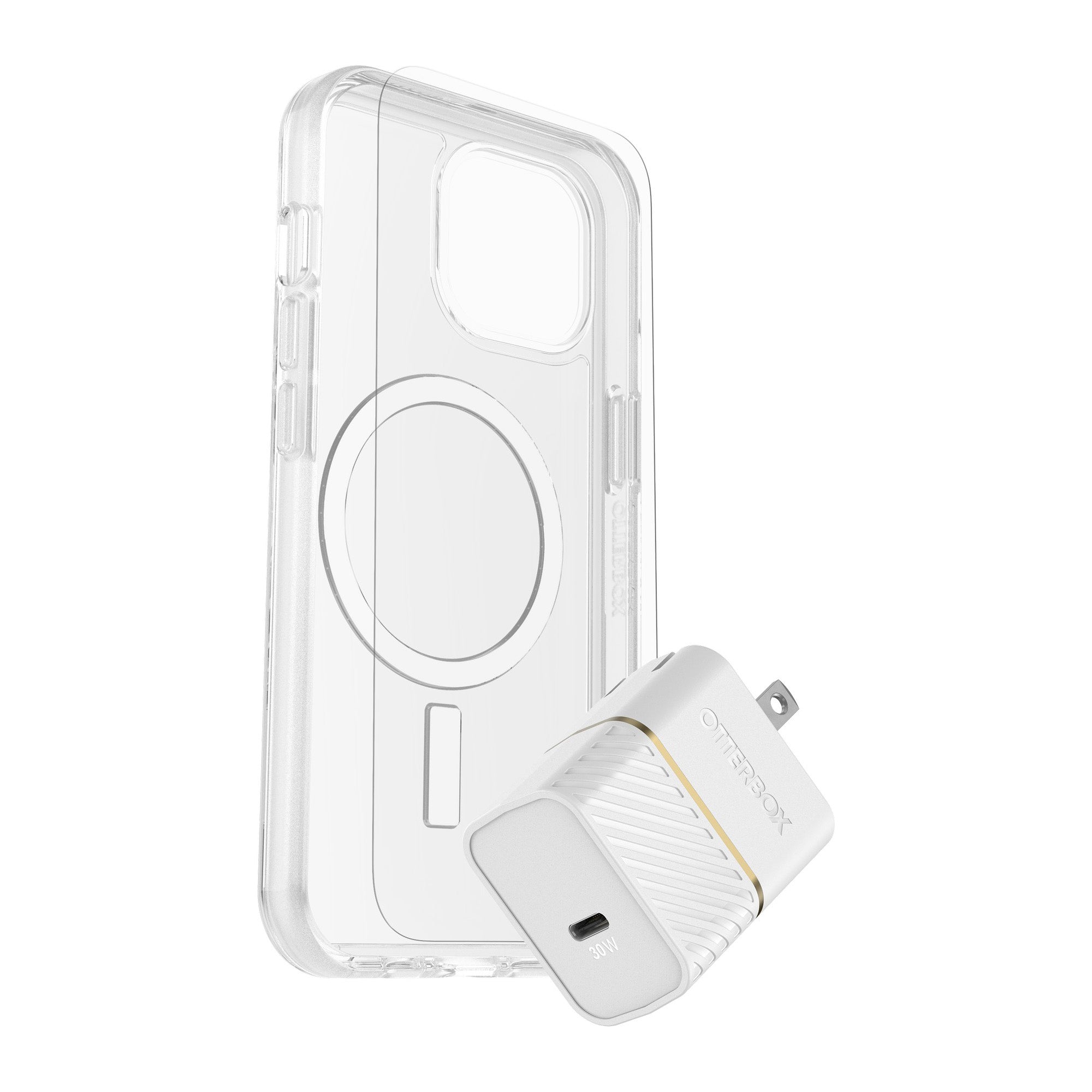 iPhone 15/14/13 Otterbox Symmetry w/ Magsafe - Protection + Power Kit Bundle - Clear - 15-11423