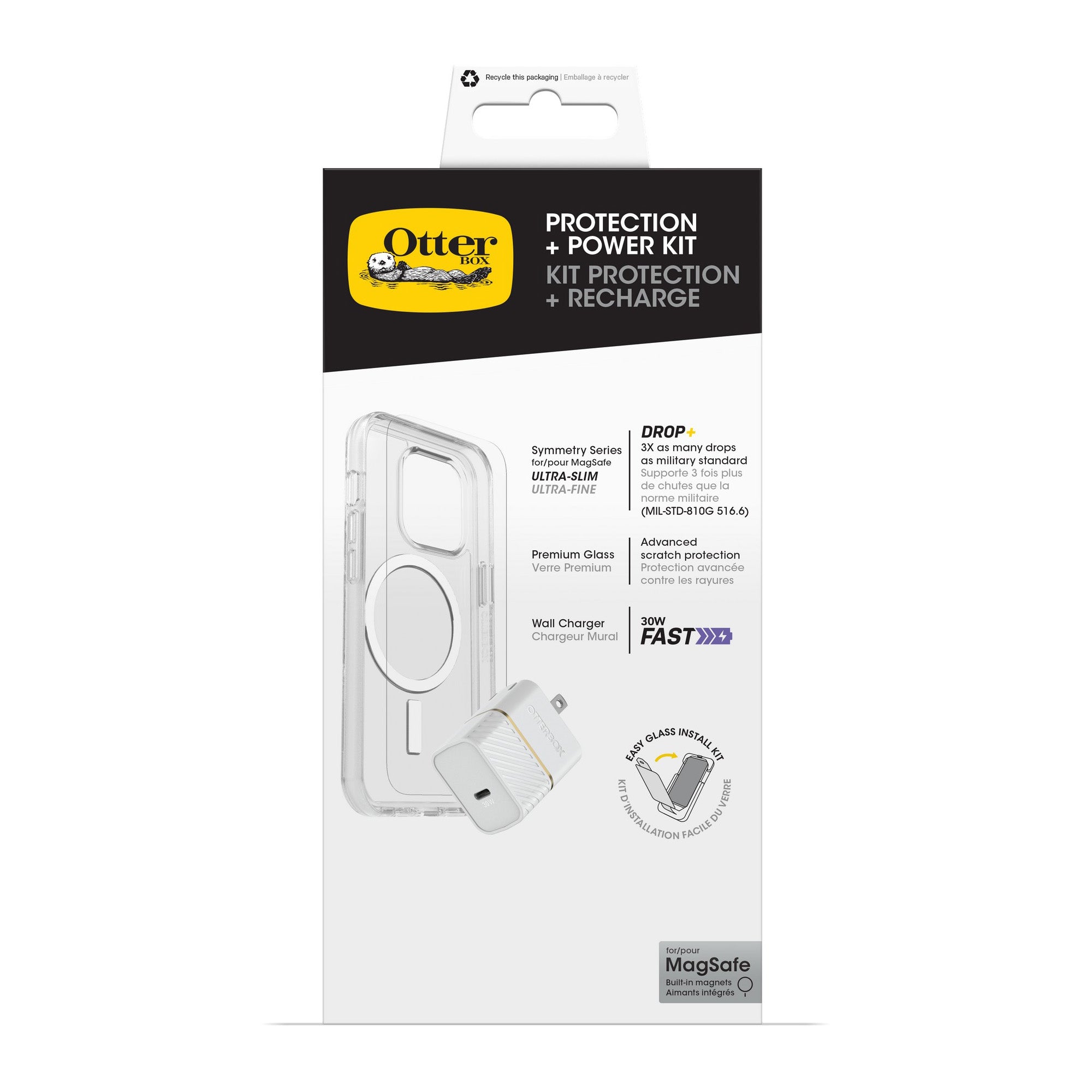 iPhone 15/14/13 Otterbox Symmetry w/ Magsafe - Protection + Power Kit Bundle - Clear - 15-11423