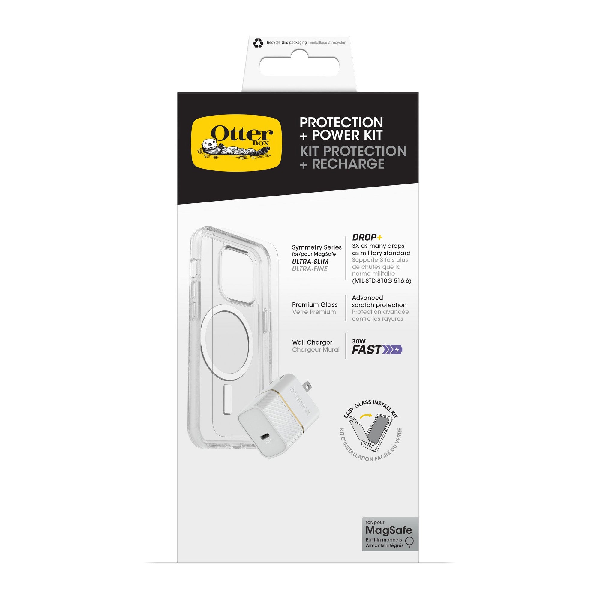 iPhone 15 Plus/14 Plus Otterbox Symmetry w/ Magsafe - Protection + Power Kit Bundle - Clear - 15-11456