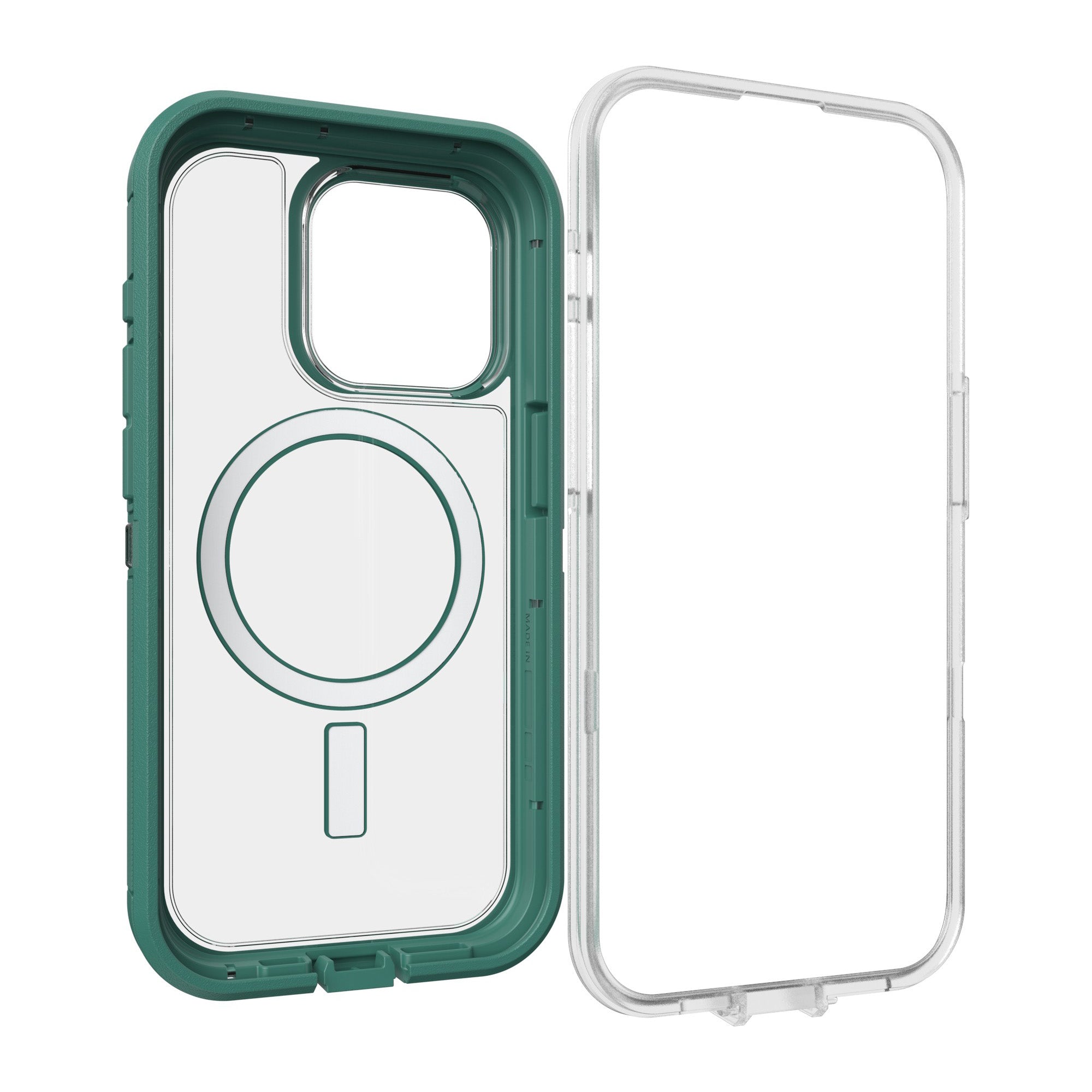 iPhone 15 Pro Otterbox Defender XT w/ MagSafe Clear Series Case - Clear/Green (Velvet Evergreen) - 15-11545
