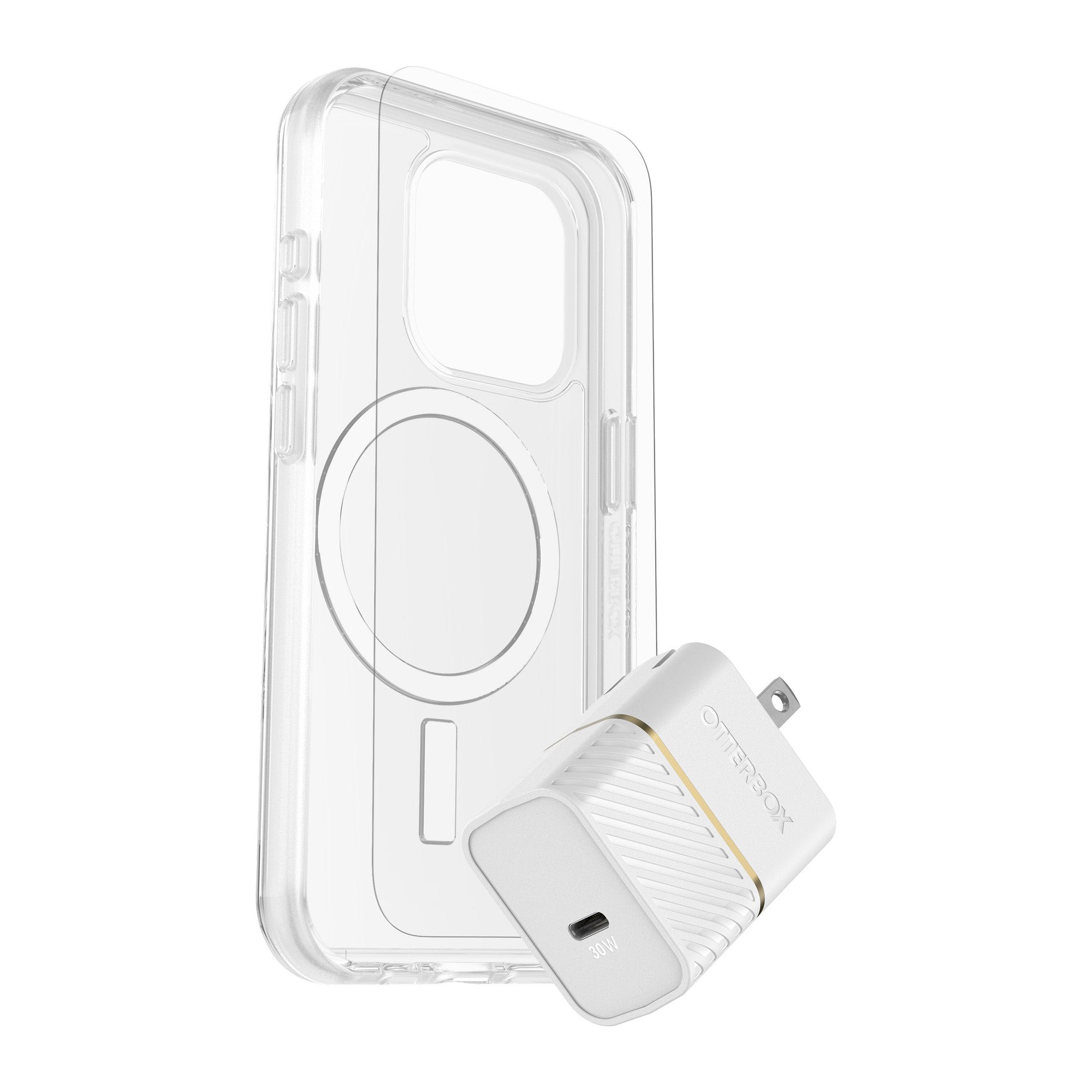 iPhone 15 Pro Otterbox Symmetry w/ Magsafe - Protection + Power Kit Bundle - Clear - 15-11560