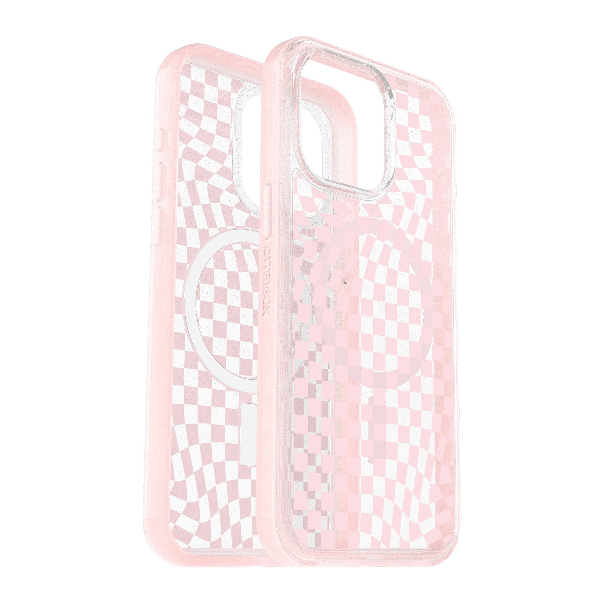 iPhone 15 Pro Max Otterbox Symmetry w/ MagSafe Clear Series Case - Pink (Checkmate) - 15-11600