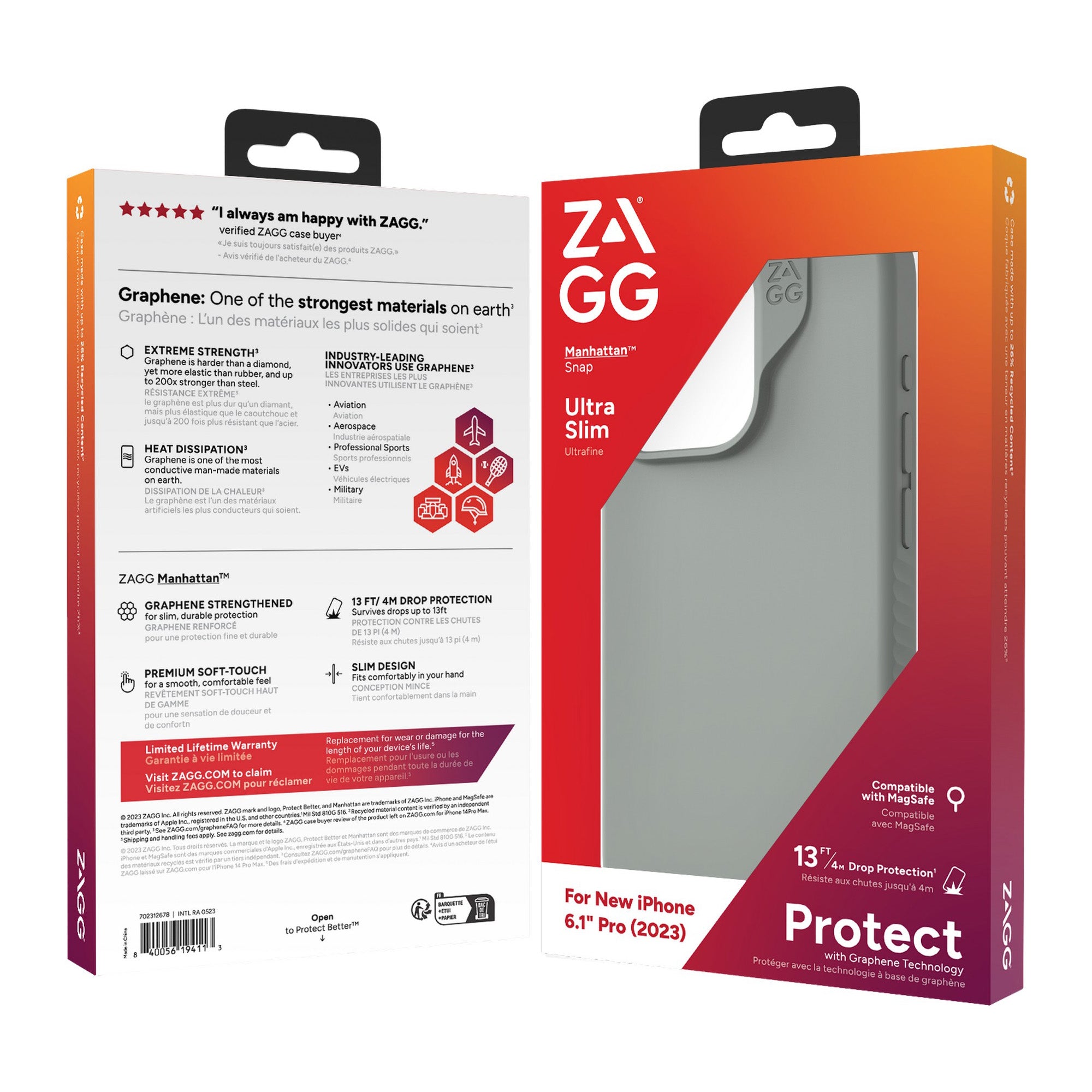 iPhone 15 Pro ZAGG/GEAR4 Graphene Manhattan Snap Case - Sage - 15-11662