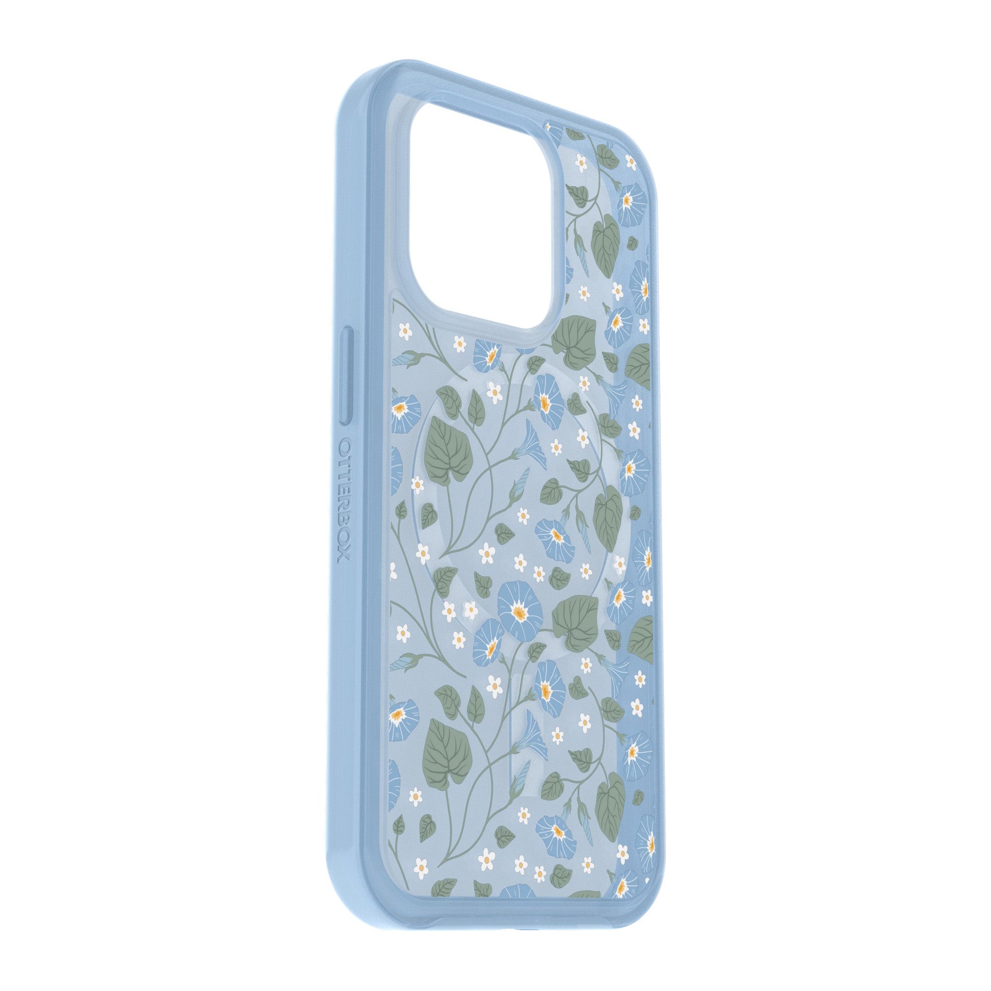 iPhone 15 Pro Otterbox Symmetry w/ MagSafe Clear Series Case - Blue (Dawn Floral) - 15-11759