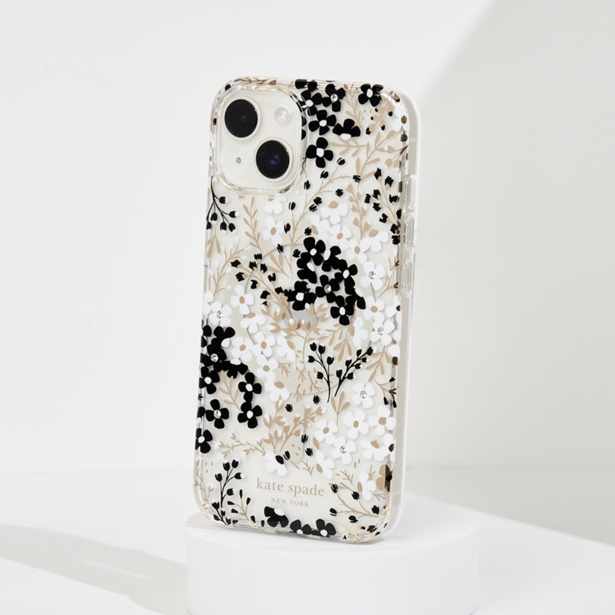 iPhone 15 Plus/14 Plus Kate Spade Protective Hardshell MagSafe Case - Black/White (Multi Floral) - 15-12010