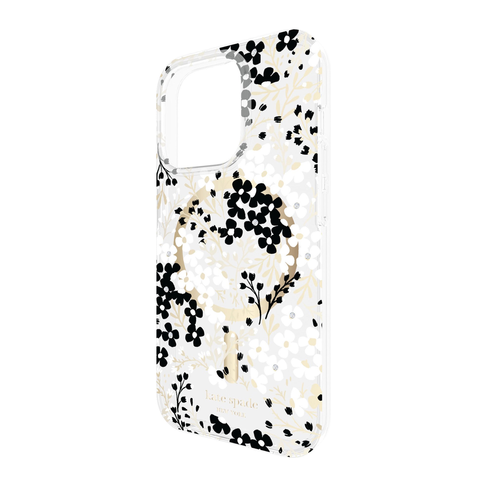 iPhone 15 Pro Kate Spade Protective Hardshell MagSafe Case - Black/White (Multi Floral) - 15-12012