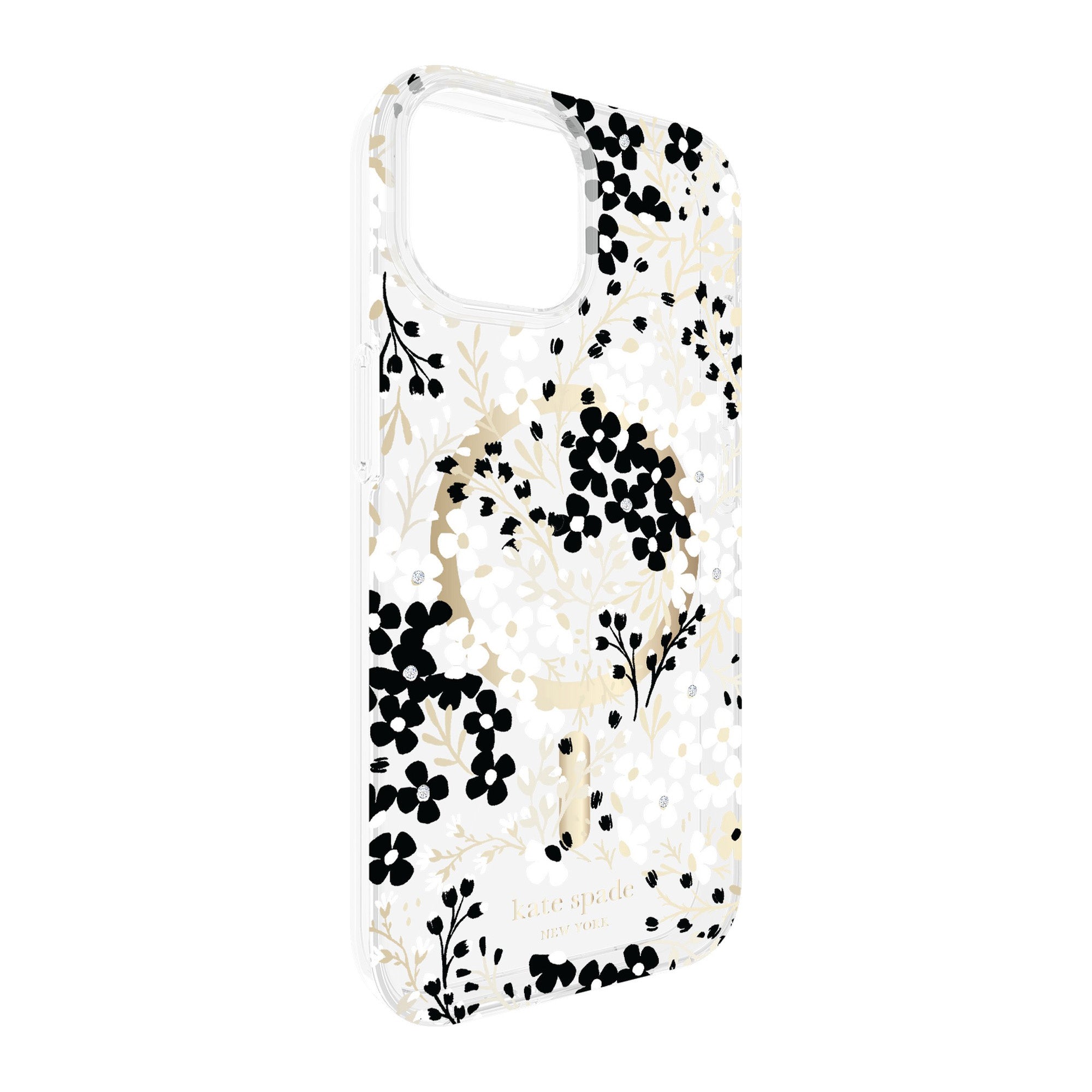 iPhone 15/14/13 Kate Spade Protective Hardshell MagSafe Case - Black/White (Multi Floral) - 15-12013