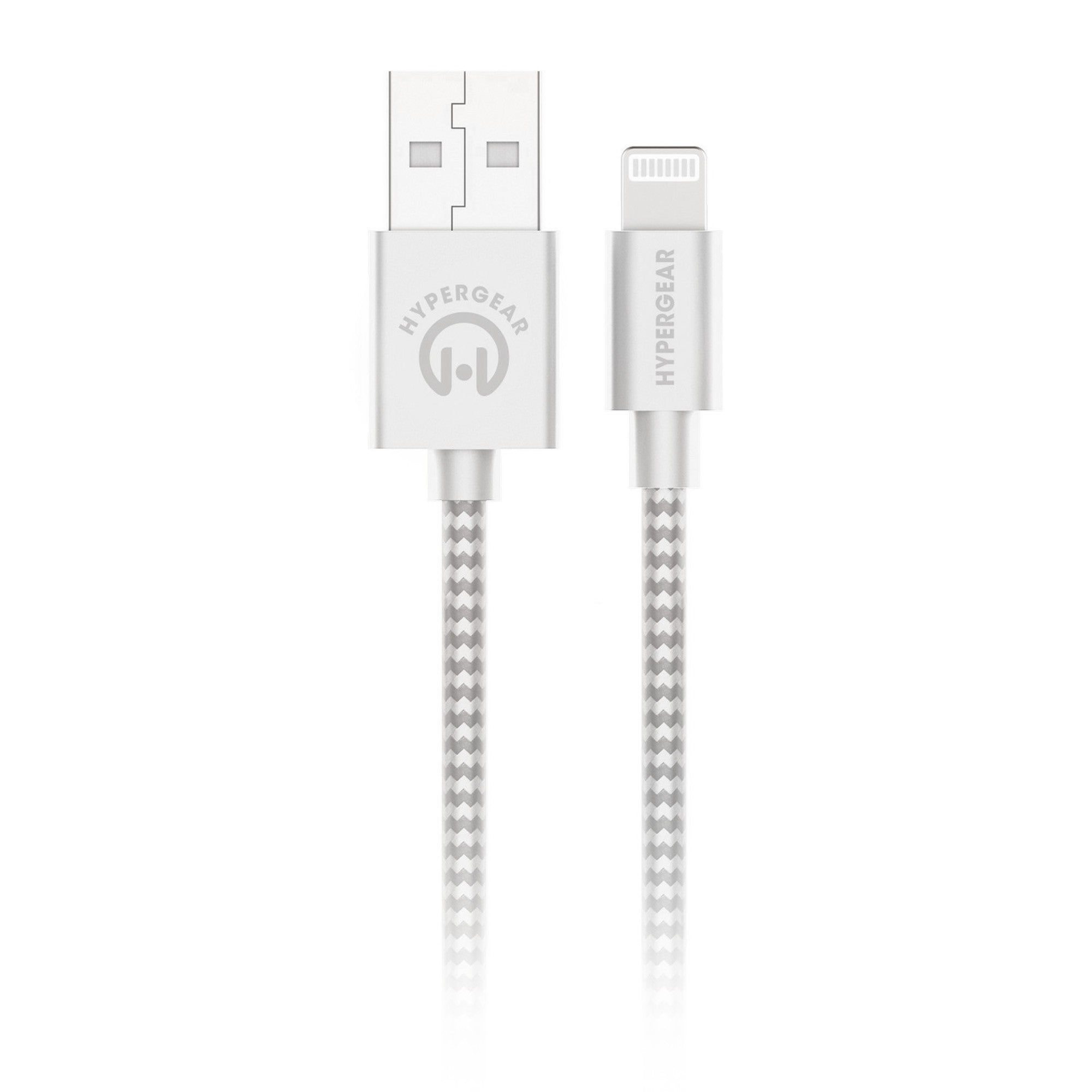 HyperGear 10 ft. (300cm) USB-A to Lightning Braided Charge and Sync Cable - White - 15-12113