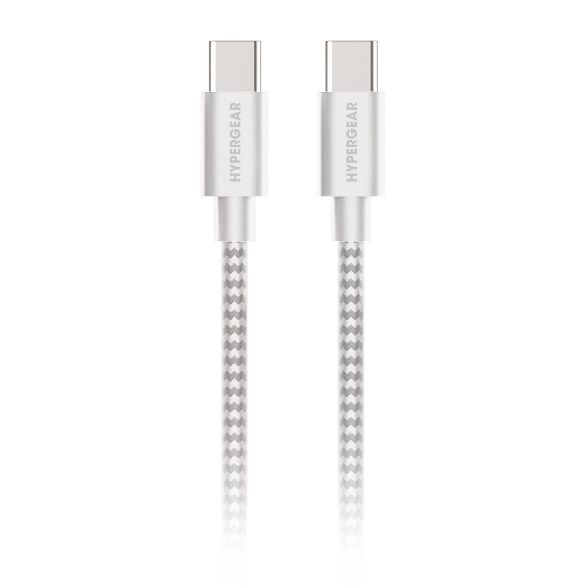 HyperGear 10 ft. (300cm) USB-C to USB-C Braided Charge and Sync Cable - White - 15-12115