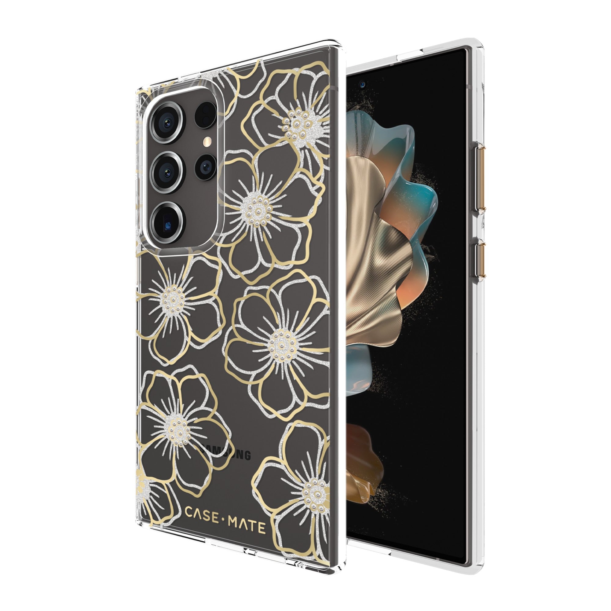 Samsung Galaxy S24 Ultra 5G Case-Mate Floral Gems Case - Gold - 15-12350