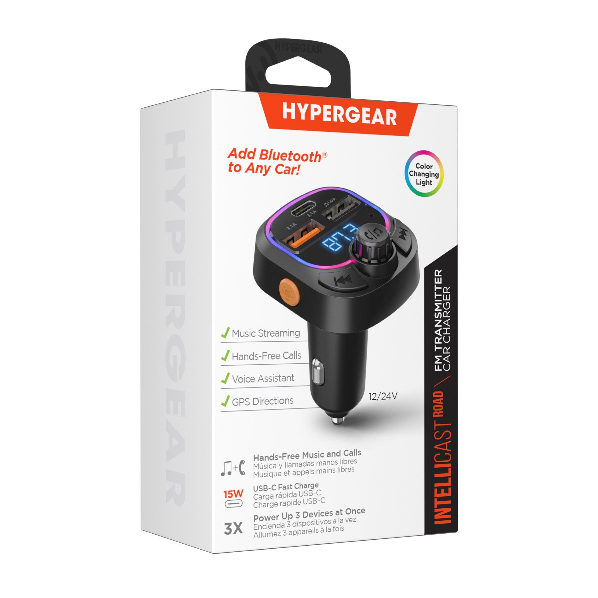 HyperGear Intellicast Road FM Bluetooth Transmitter w/ 15W CLA Car Charger - 15-12405