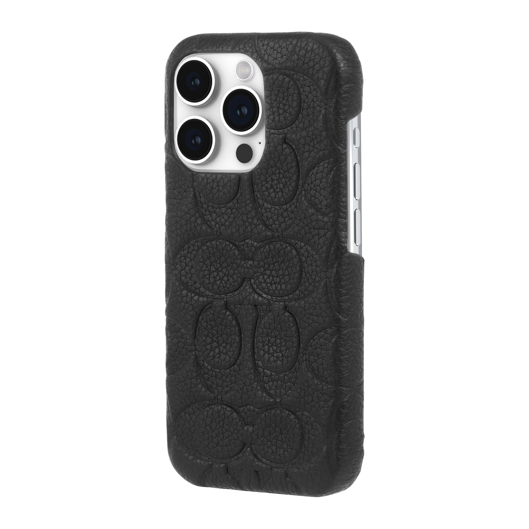 iPhone 15 Pro Coach Leather Slim Wrap Signature C Case - Black Emboss - 15-12448