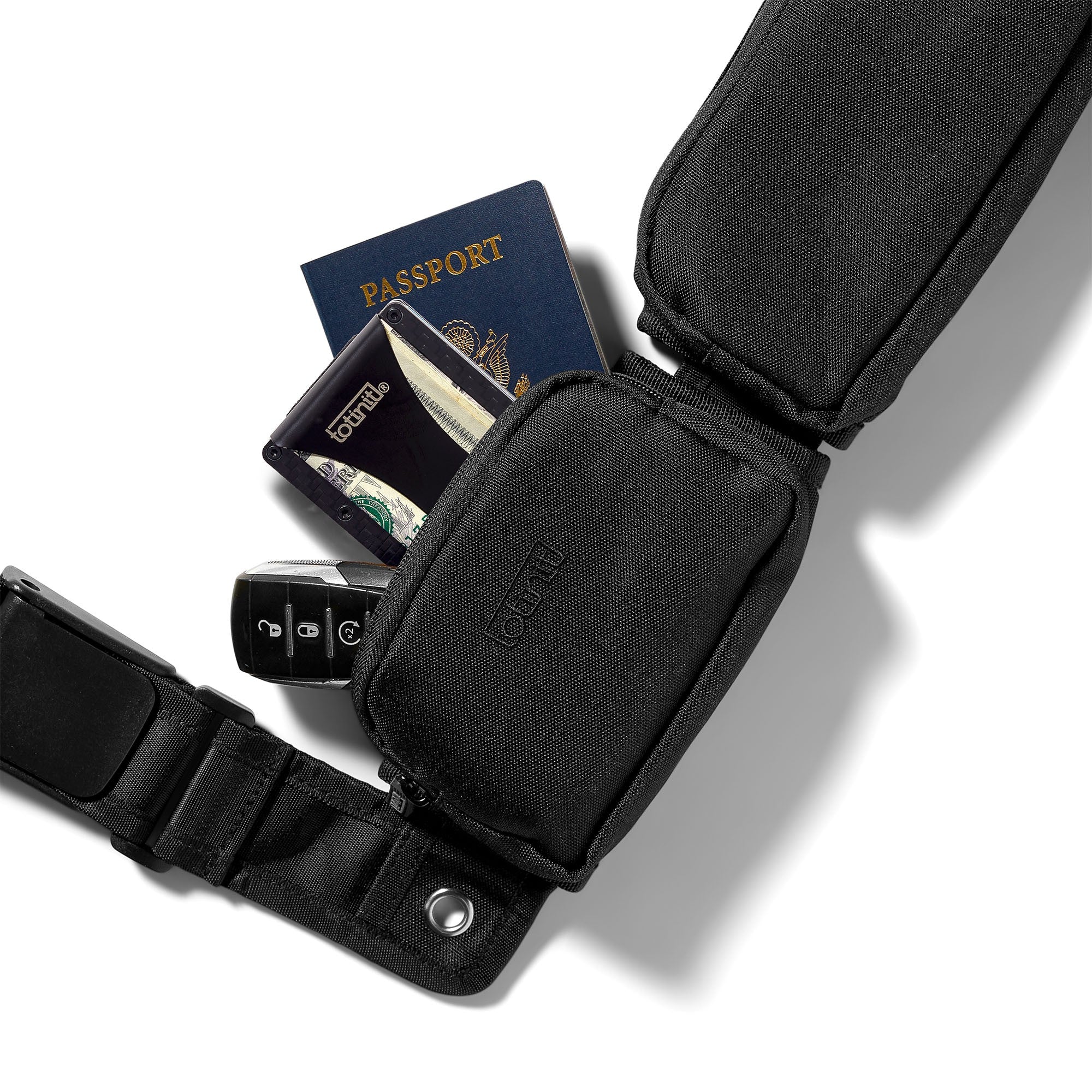 Totinit Passport Pro - RPET w/RFID pocket + Carabiner - Black - 15-12579