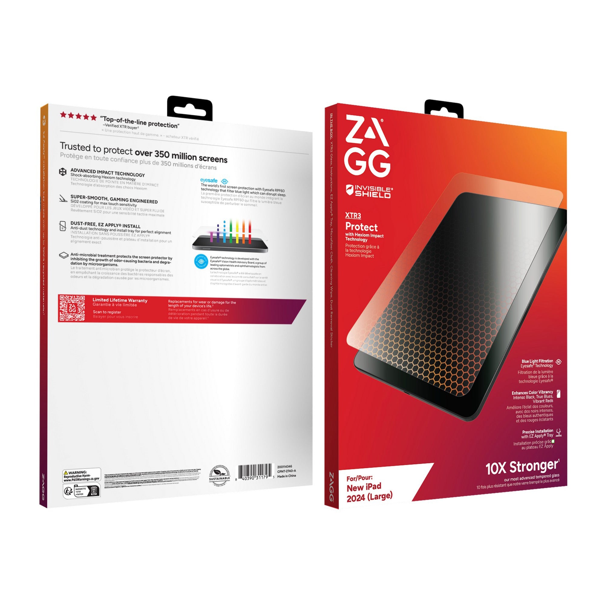 iPad Air 13 2024 ZAGG InvisibleShield Glass XTR3 Screen Protector - 15-12877