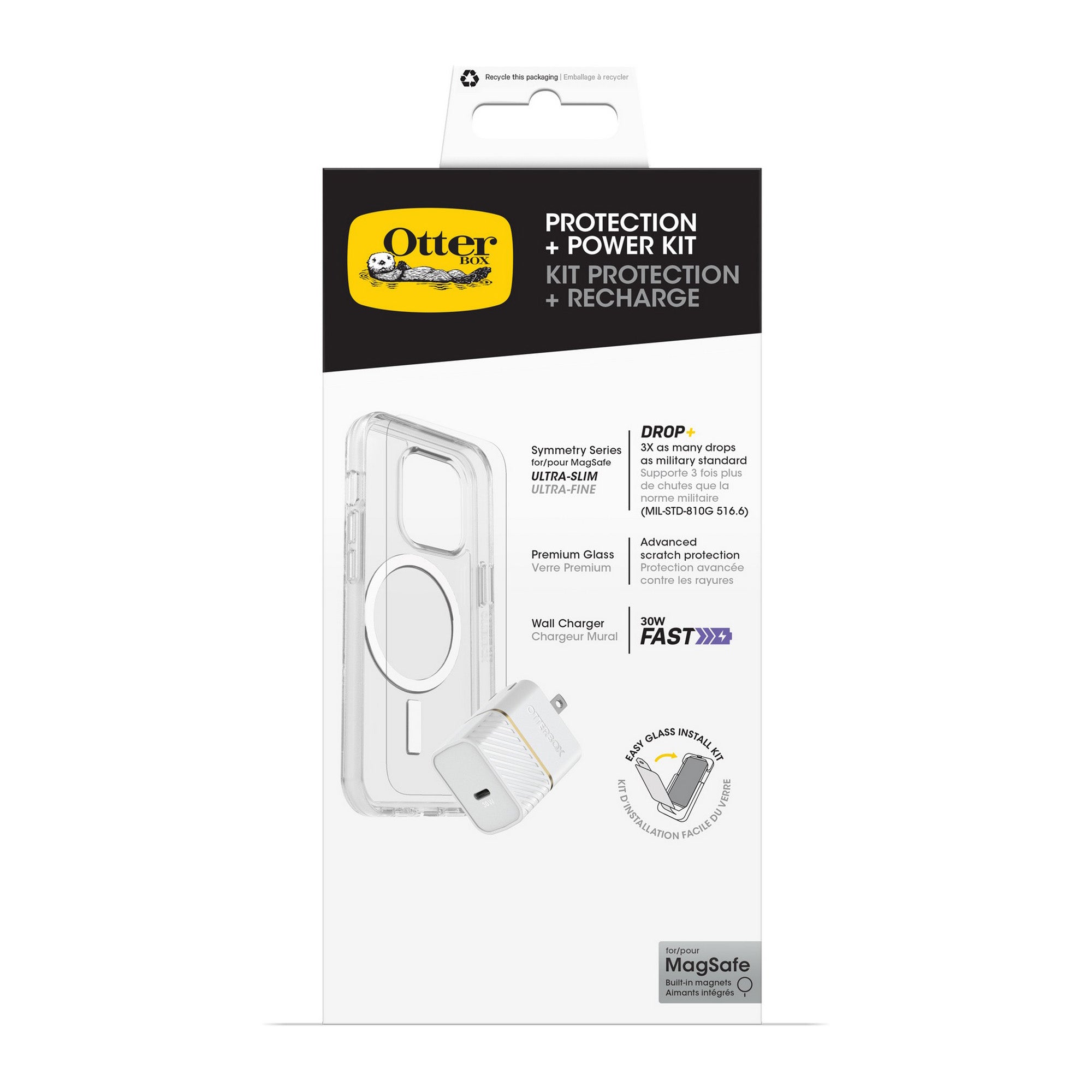 iPhone 16 Pro Otterbox Symmetry w/ Magsafe - Protection + Power Kit Bundle - Clear - 15-13138