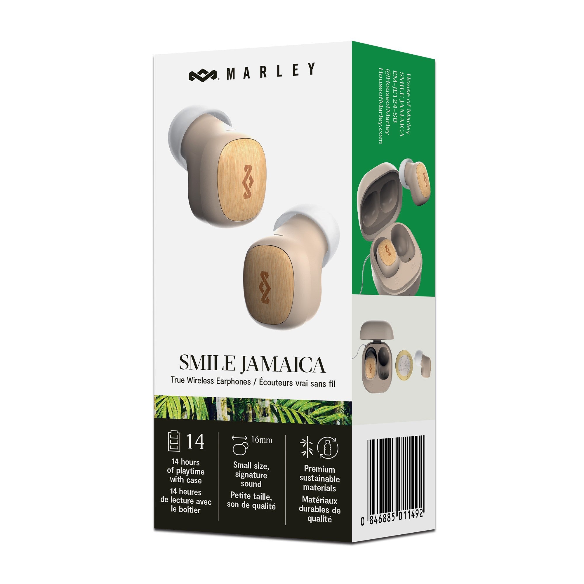 House of Marley Smile Jamaica True Wireless TWS Earbuds - Cream - 15-13289